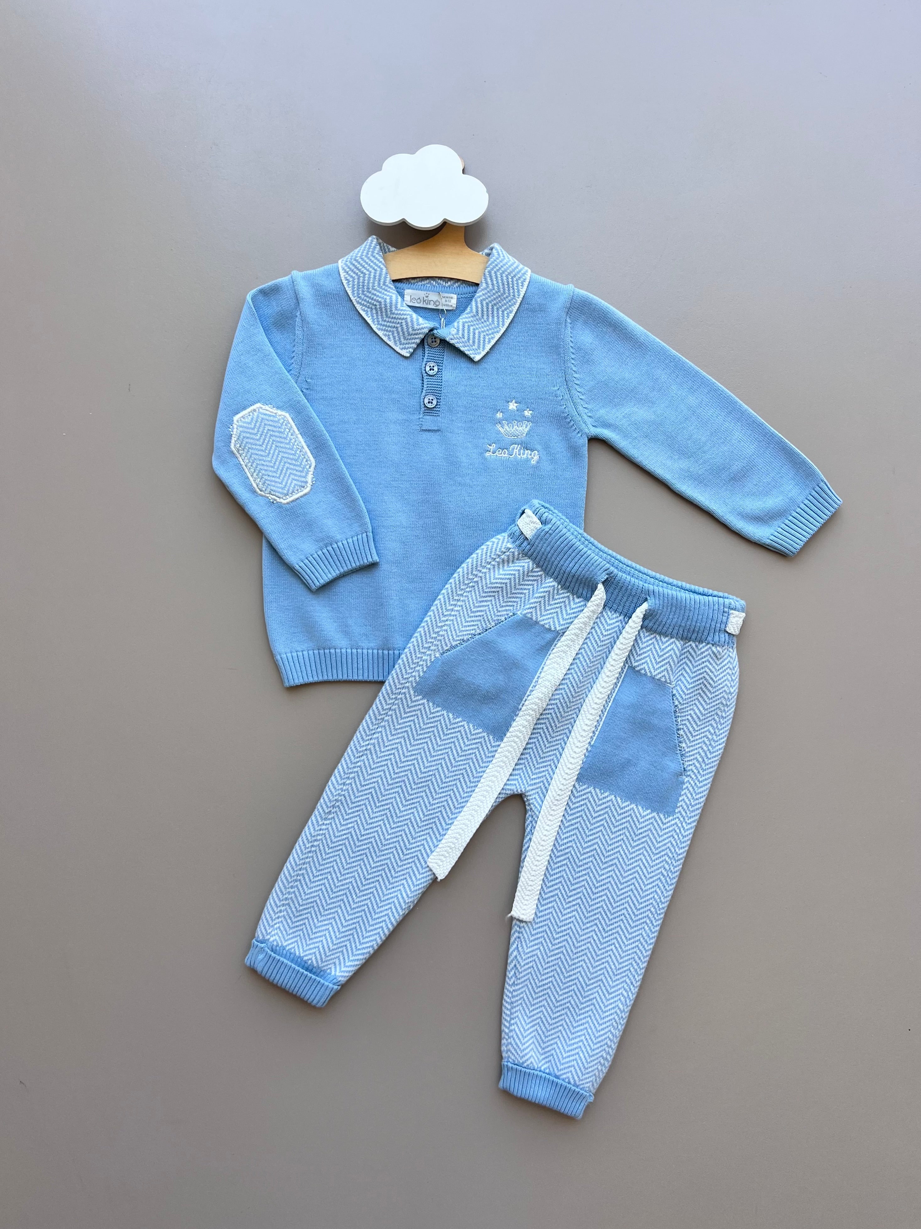 Baby Blue Organic Cotton Polo Set 2 Pieces