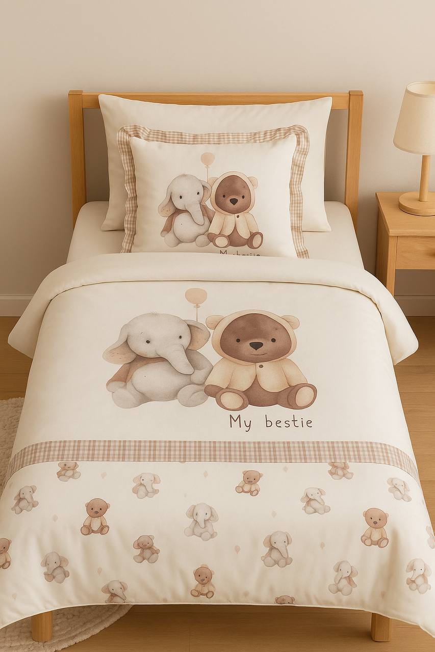 Zen Elephant Beige Duvet Cover 3 Pcs Set