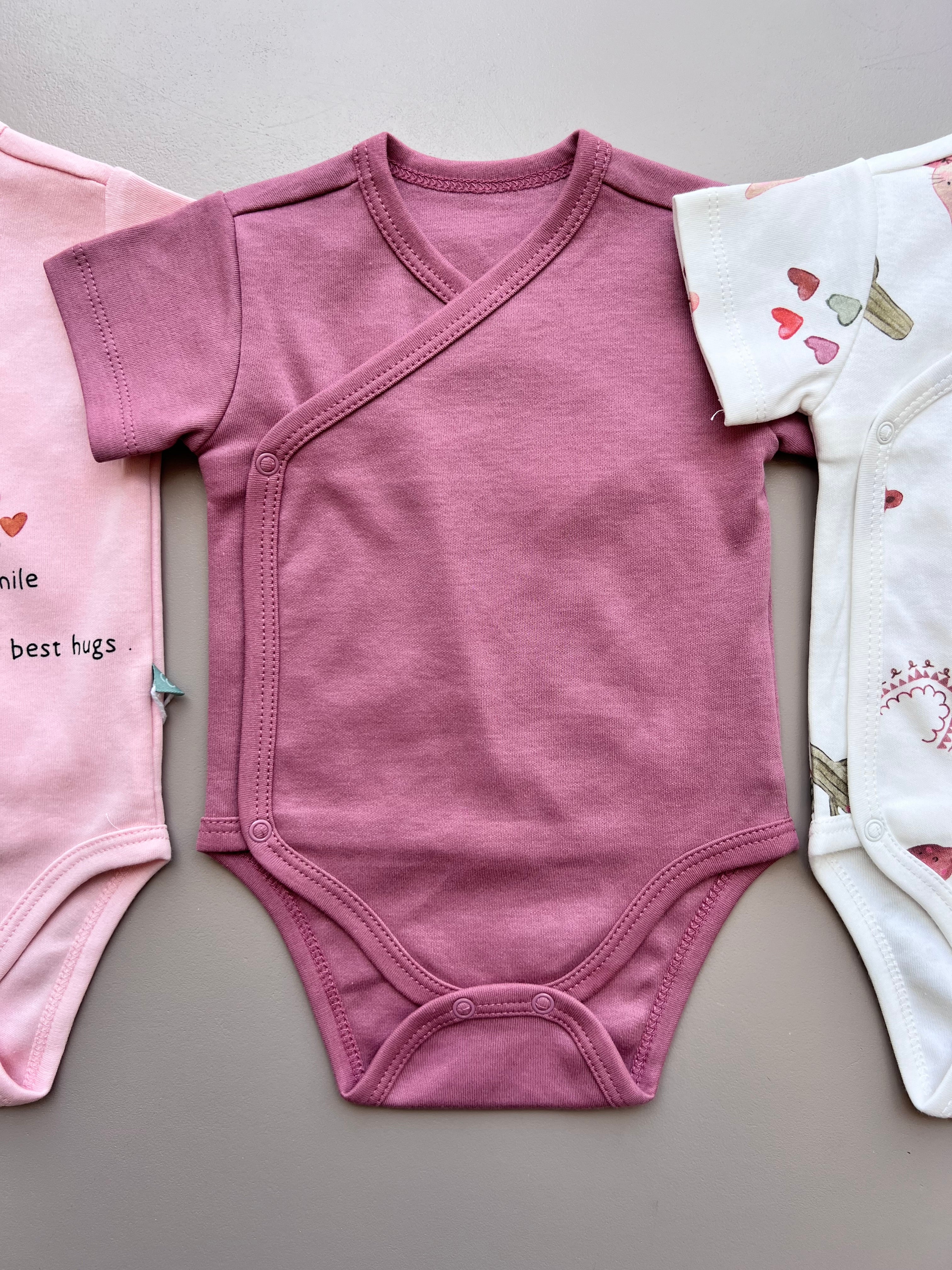Pink & Purple GOTS™ Certified Organic Cotton Bunny Double Breasted Body 3 Pcs Set