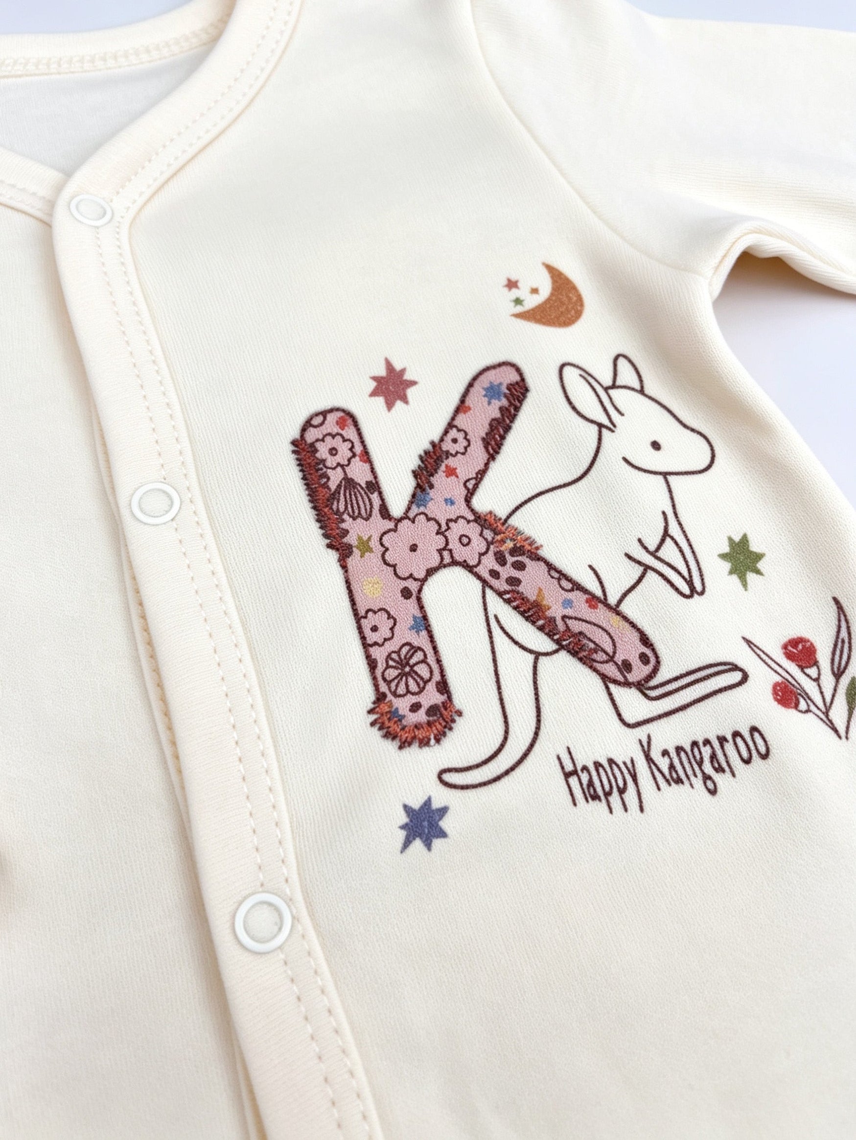 Light Beige Kangaroo GOTS™ Certified Organic Cotton Footed Overall