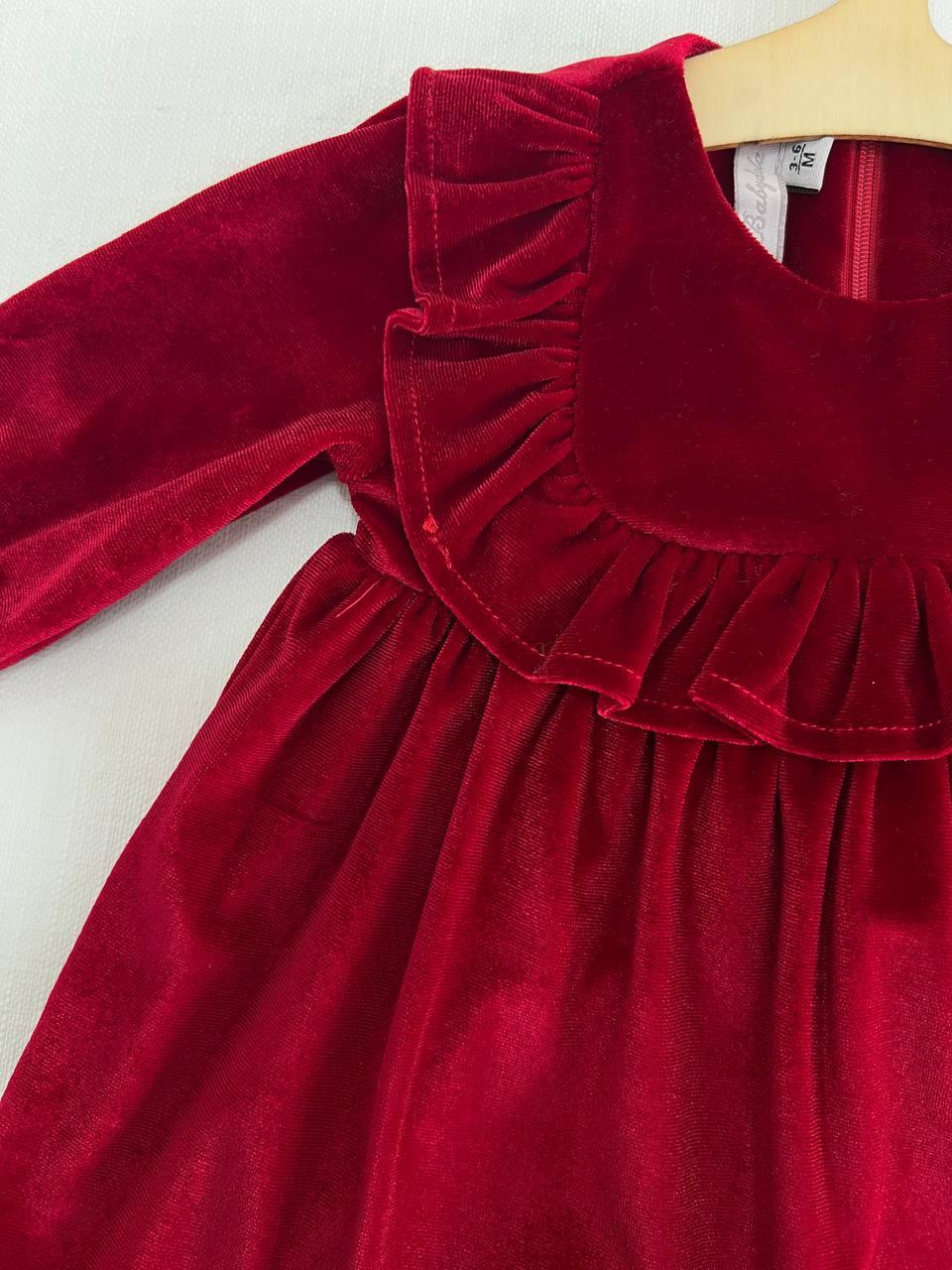 Red Velvet Dress - La Farandole Paris