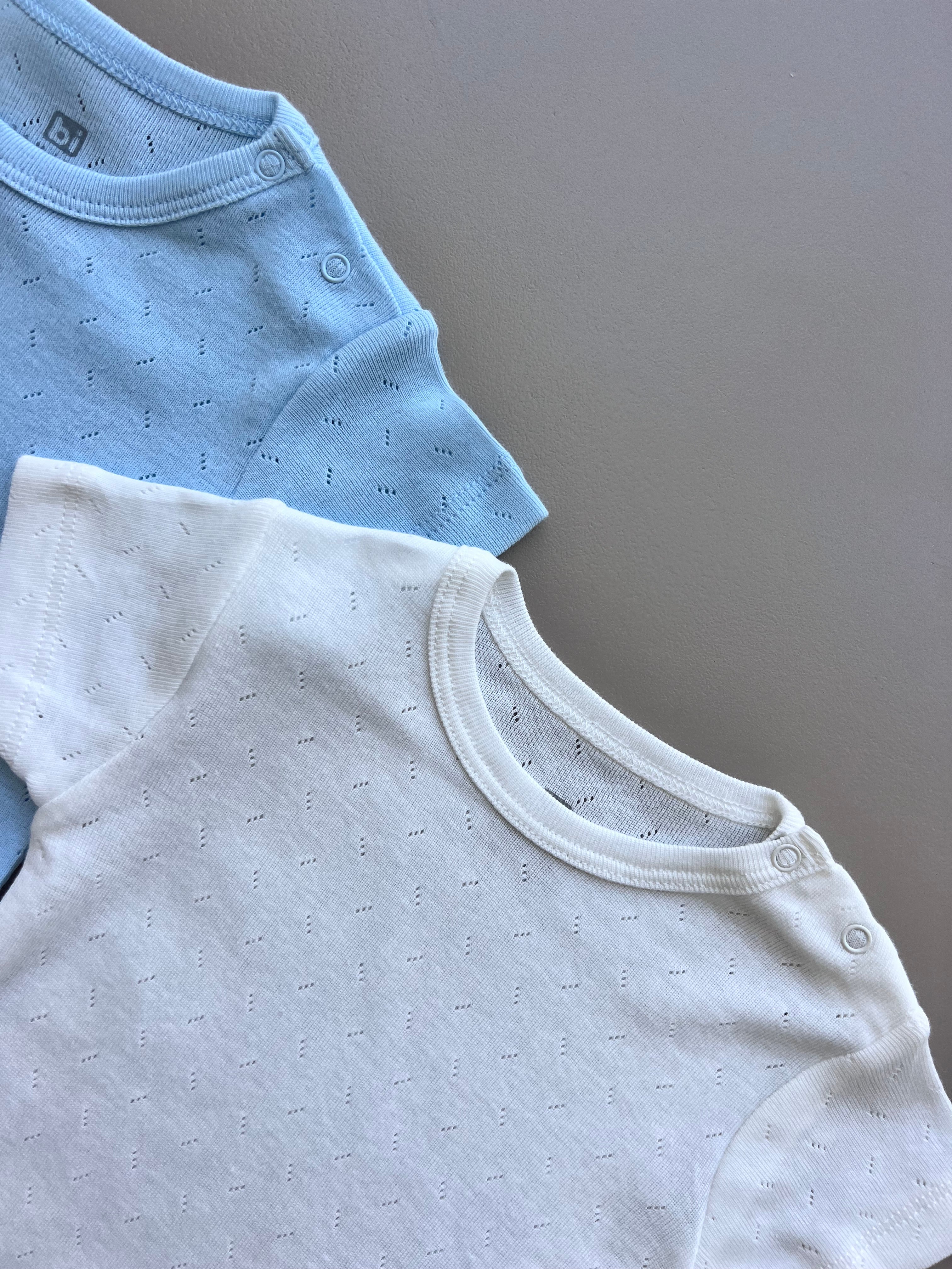 Blue And White Organic Cotton Boy Short Sleeves Pack Of 2 Pieces