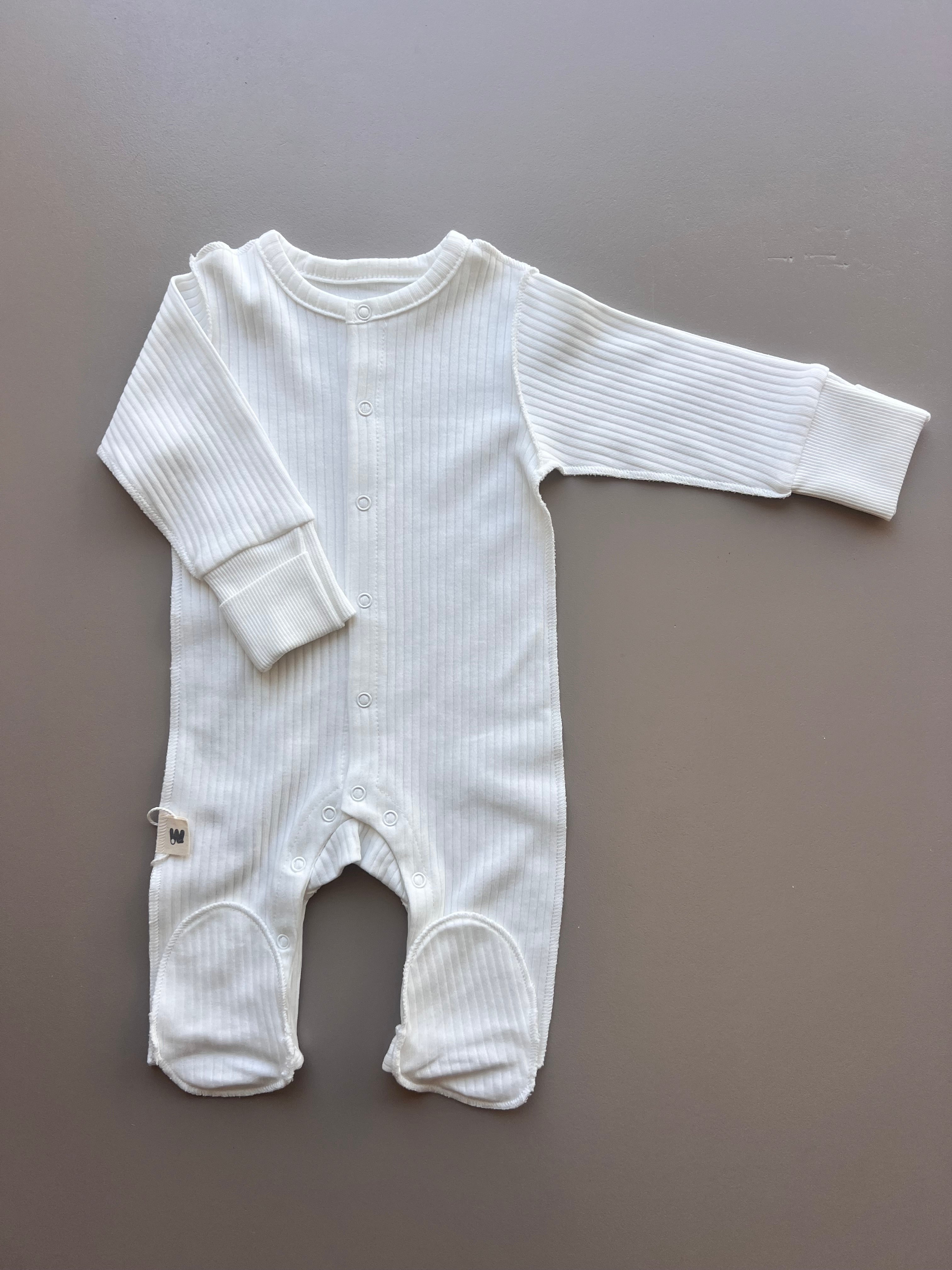 Off-White Long Sleeve Footed Overall