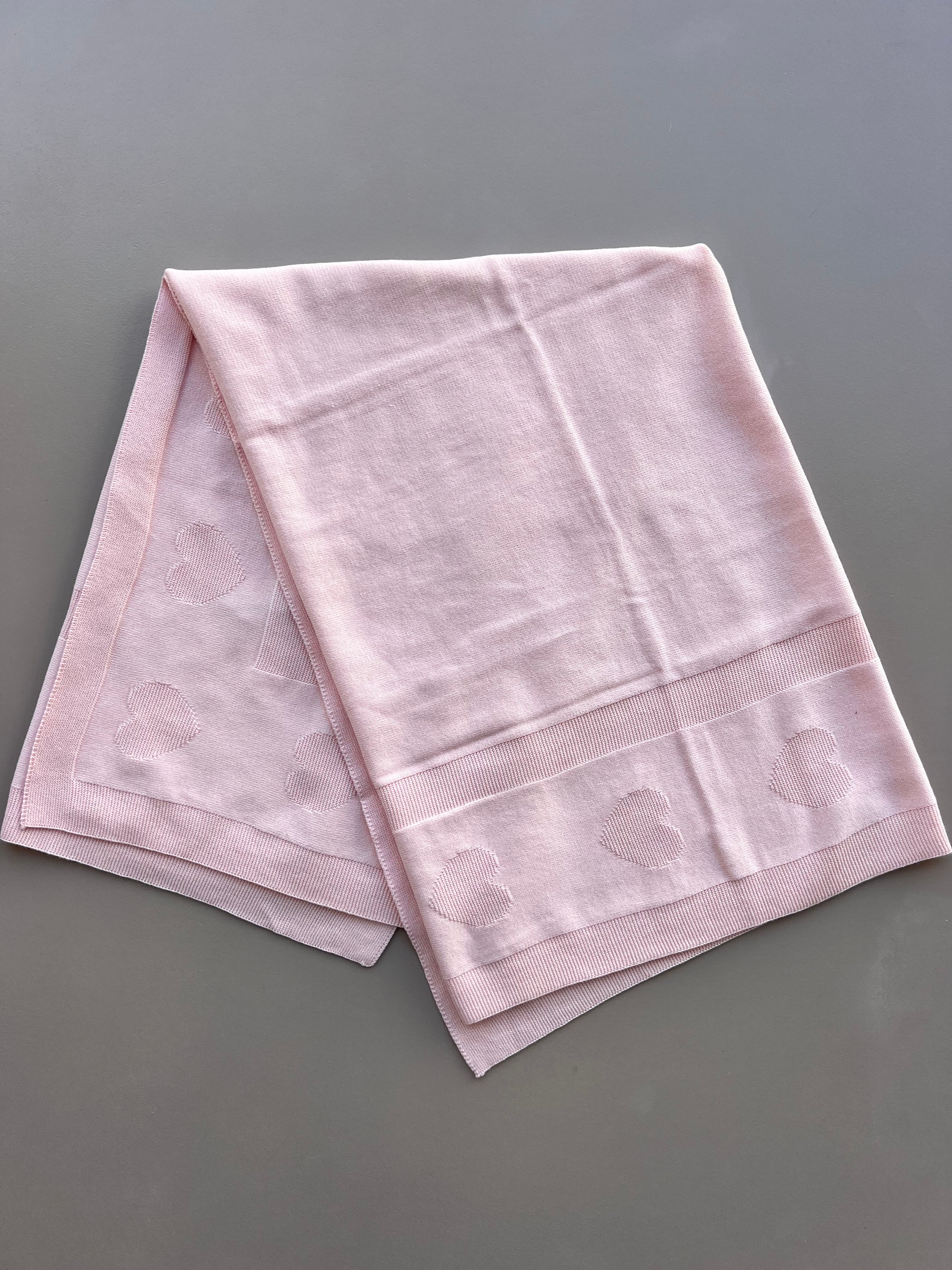 Pink Cotton Hearts Blanket