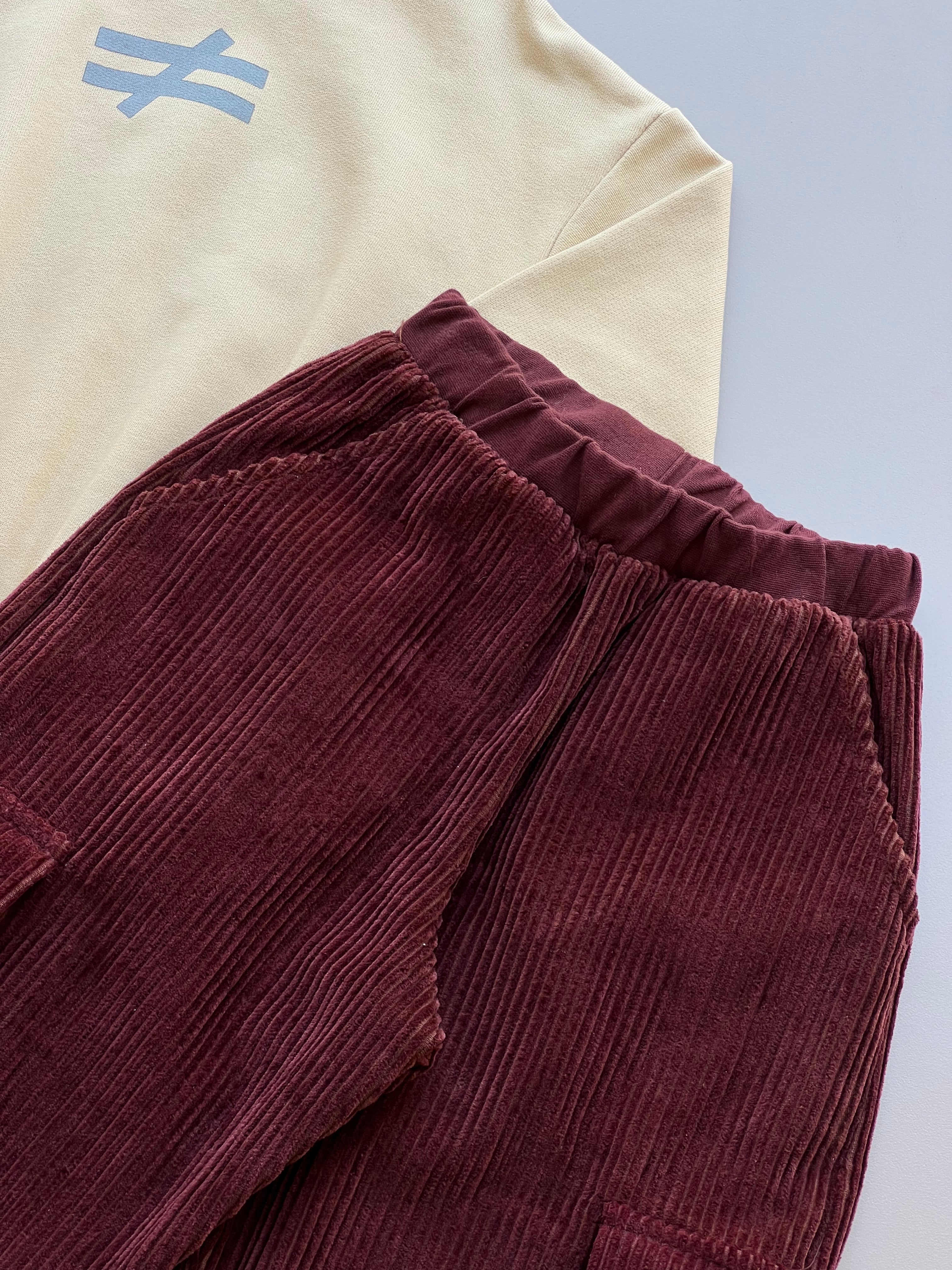 Yellow/burgundy Velvet Pants Set 2p