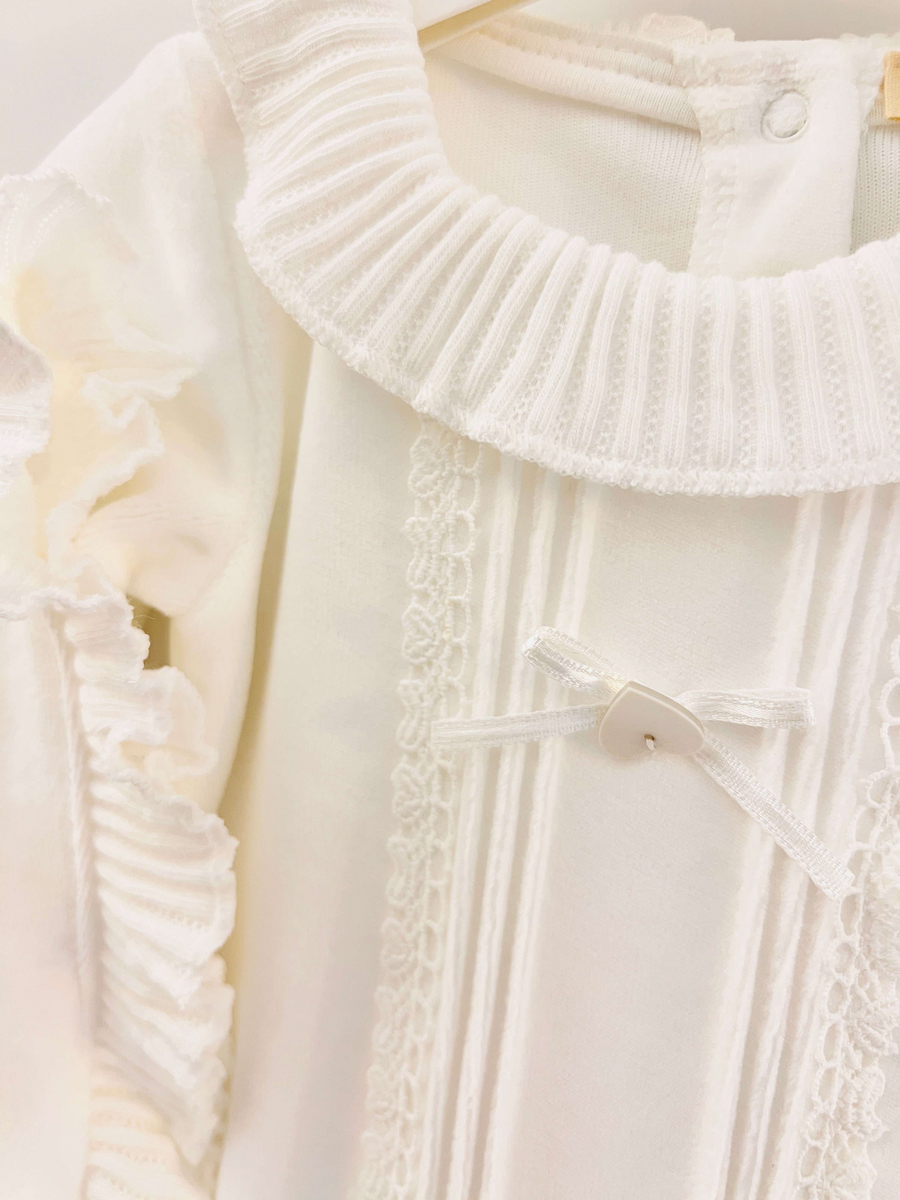 White Heart Velvet Footed Overall With Hat