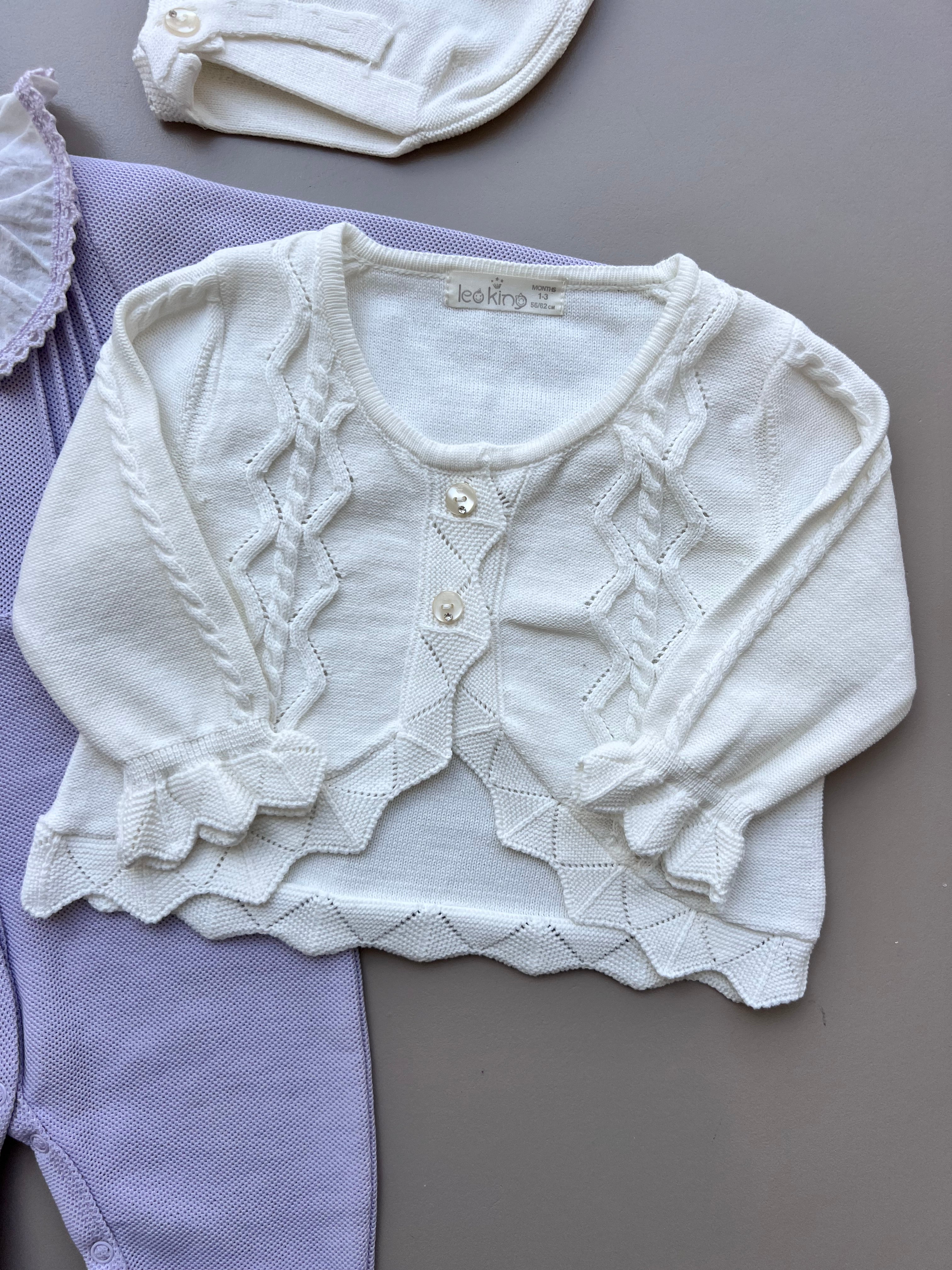 Purple And White Organic Cotton 3 Pcs Overall