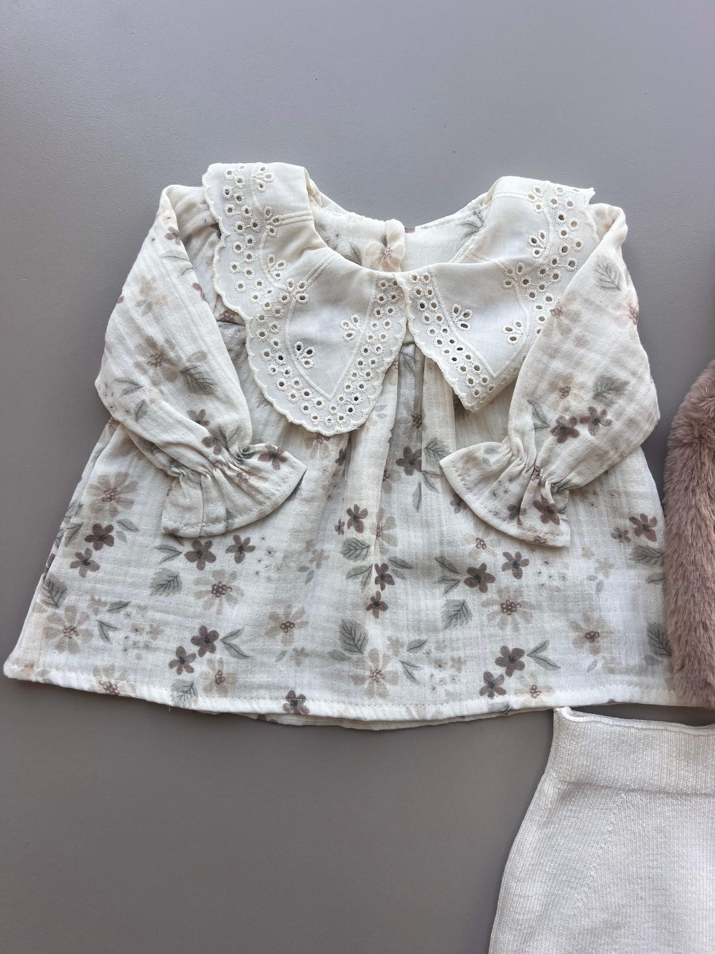 Flowers Fur Vest 3 Pcs Set
