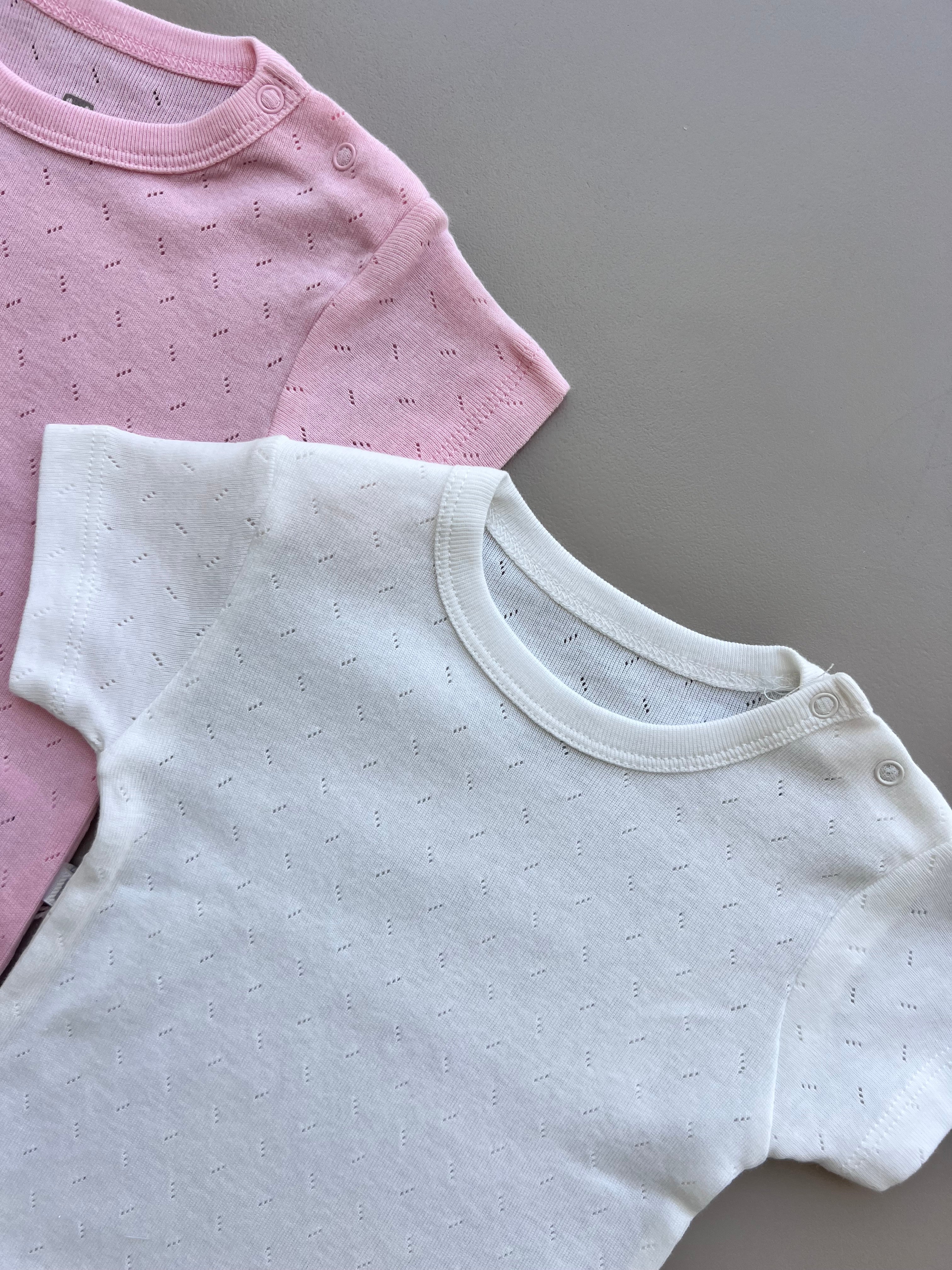 Pink And White Organic Cotton Bodies pack Of 2 Pieces short sleeves