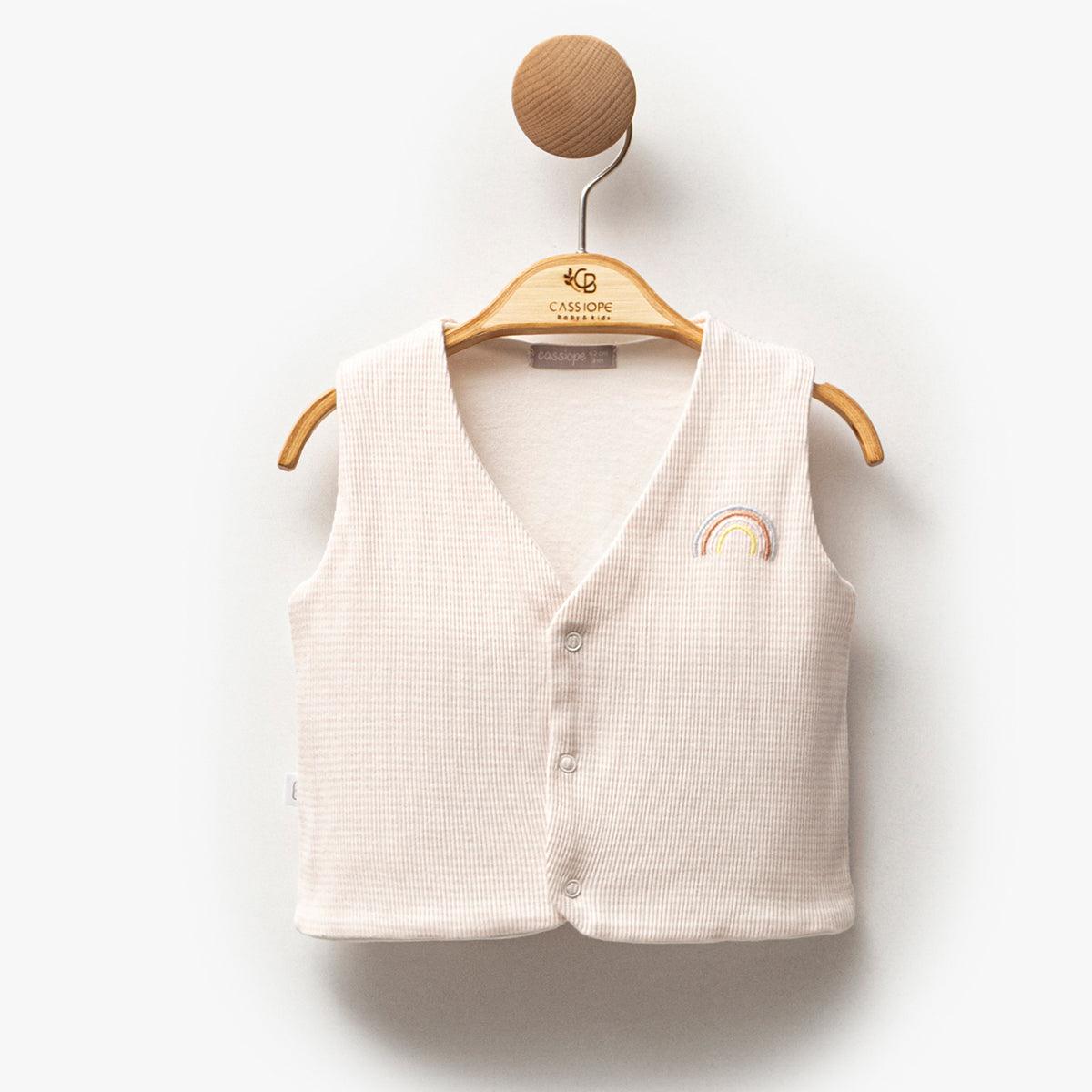 Pink Stripped Thick Cotton Padded Rainbow Vest - La Farandole Paris