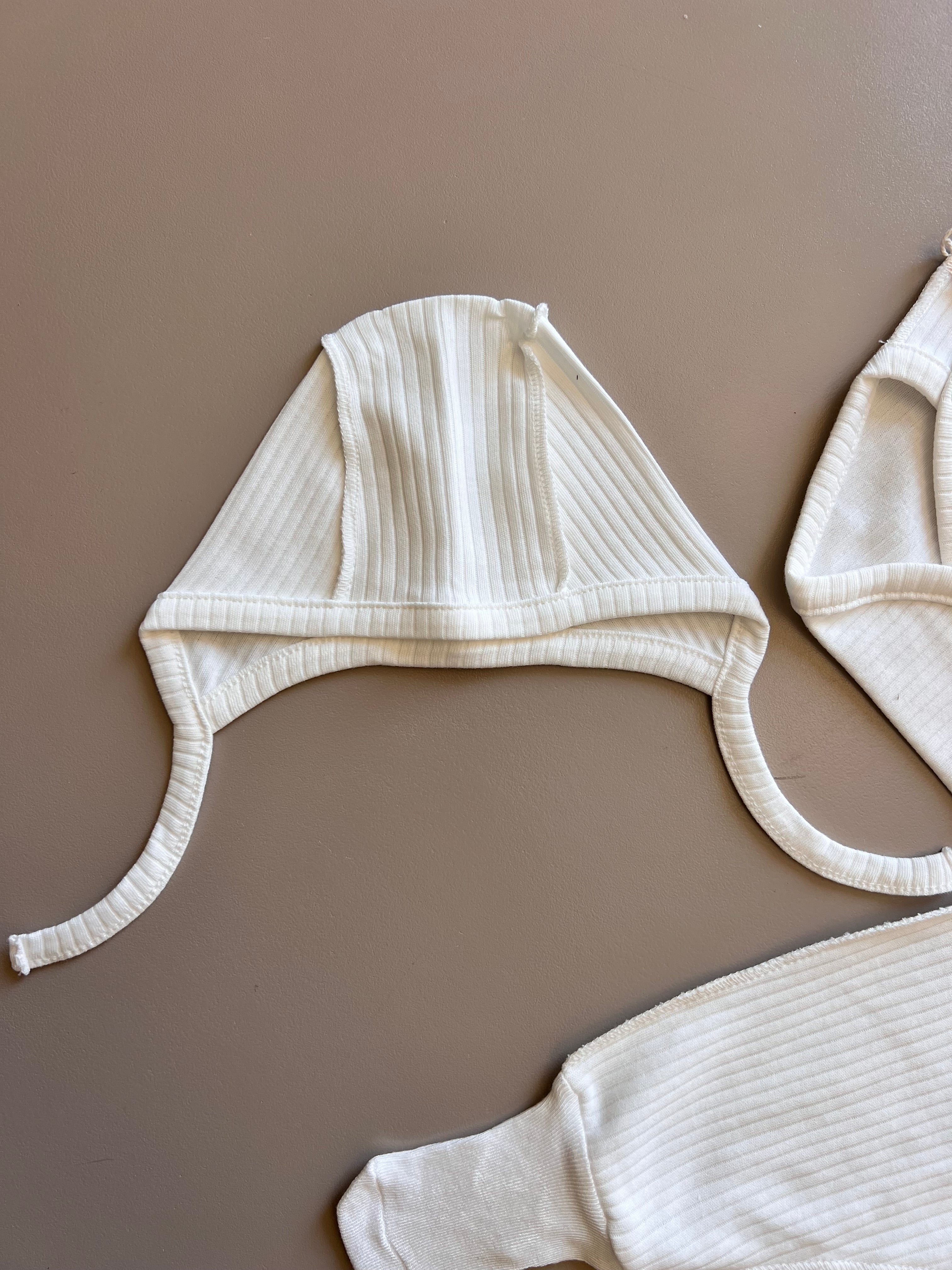 Off-White Ribbed 3 Pcs Basic Set