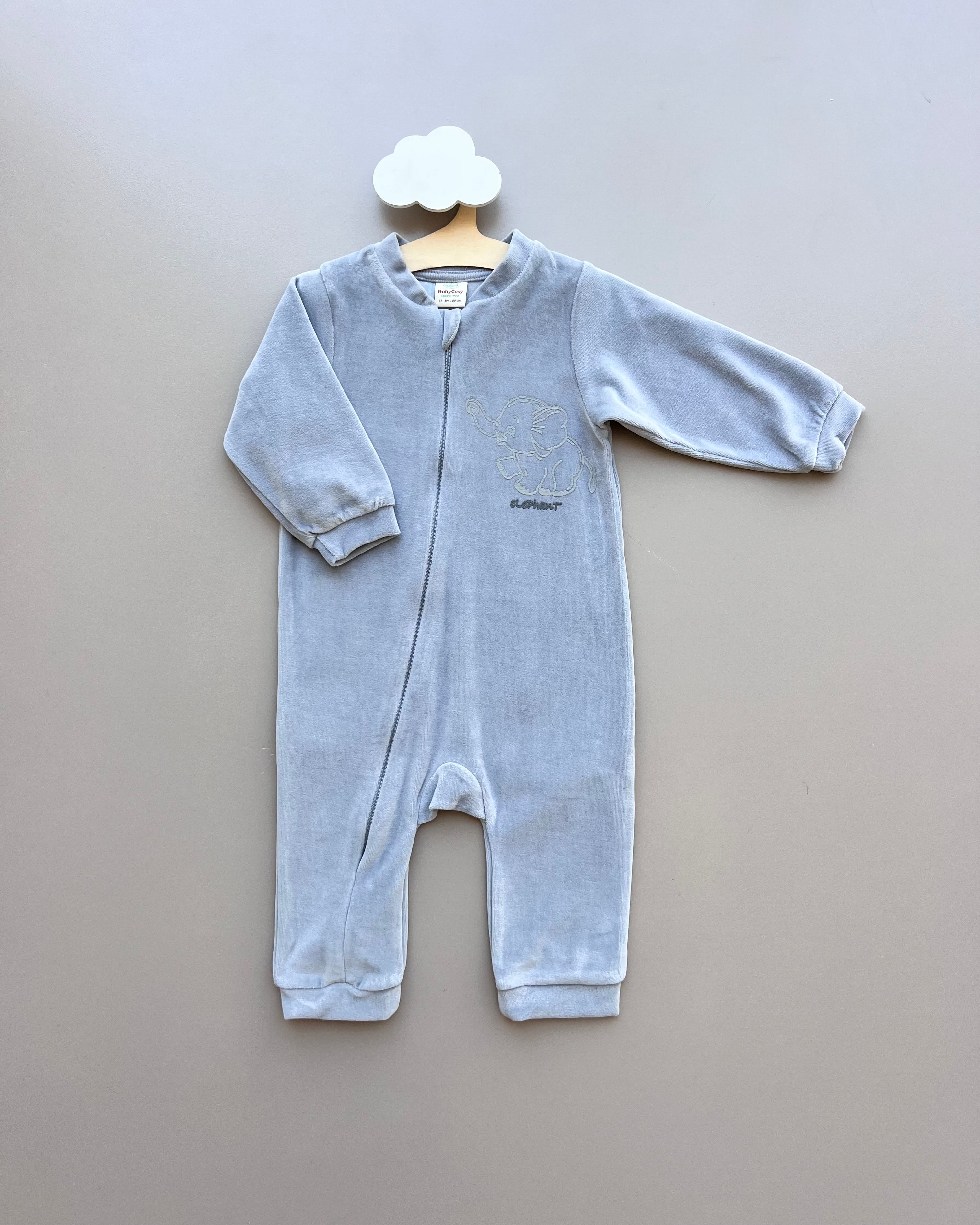 Grey Elephant Velvet Zip overall