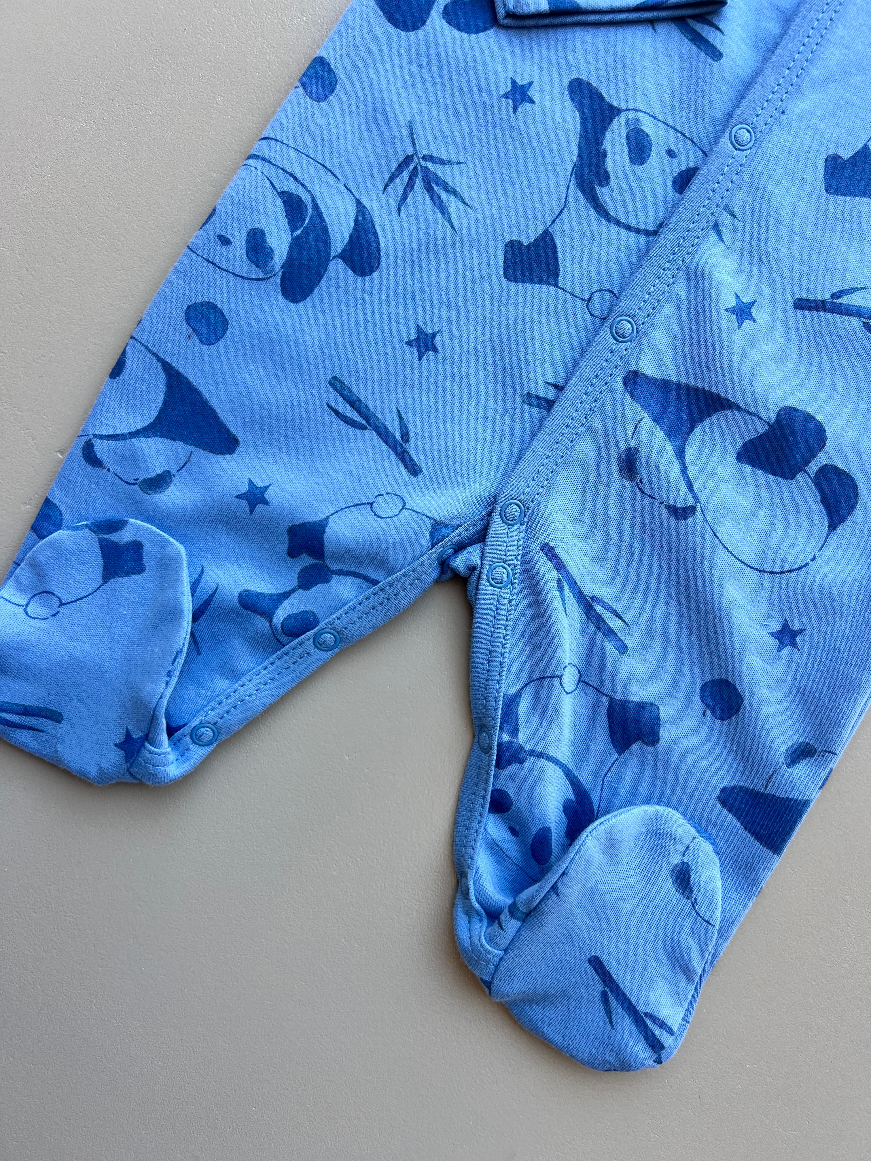 Blue GOTS™ Certified Organic Cotton Panda Long Sleeves Overall