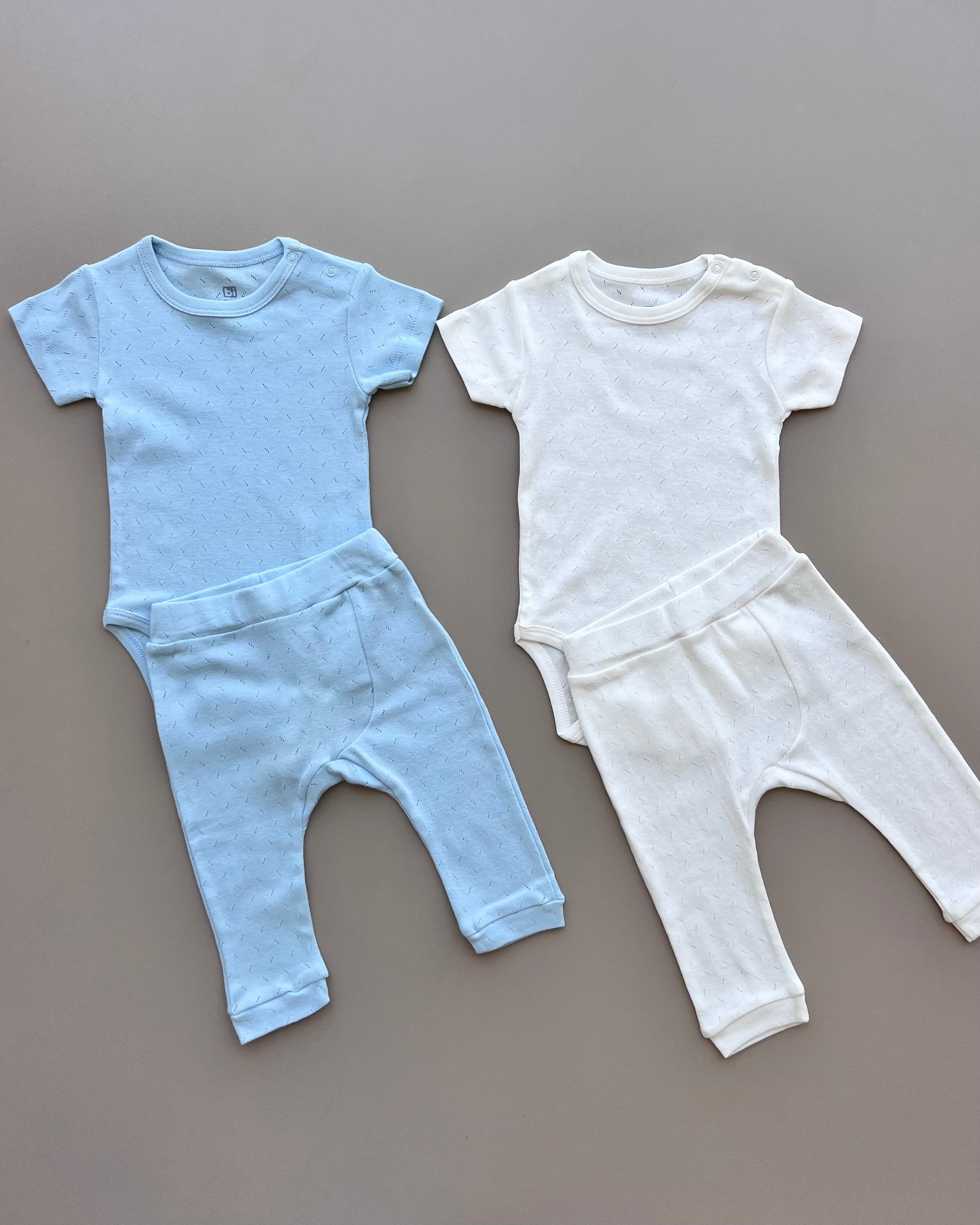 Blue And White Organic Cotton Boy Short Sleeves Pack Of 2 Pieces