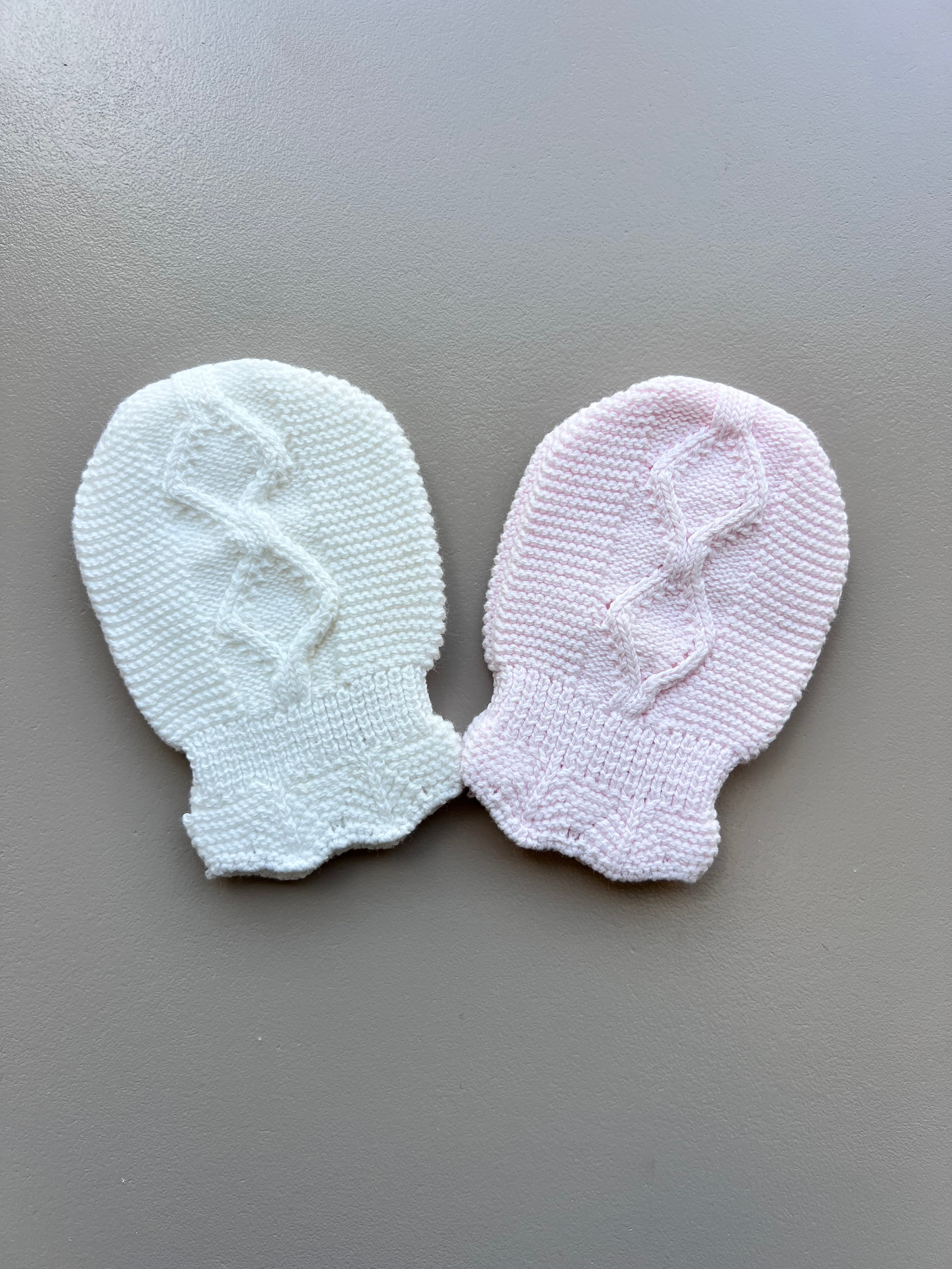 Light Pink & Off White Mitten Pack of 2 Pairs