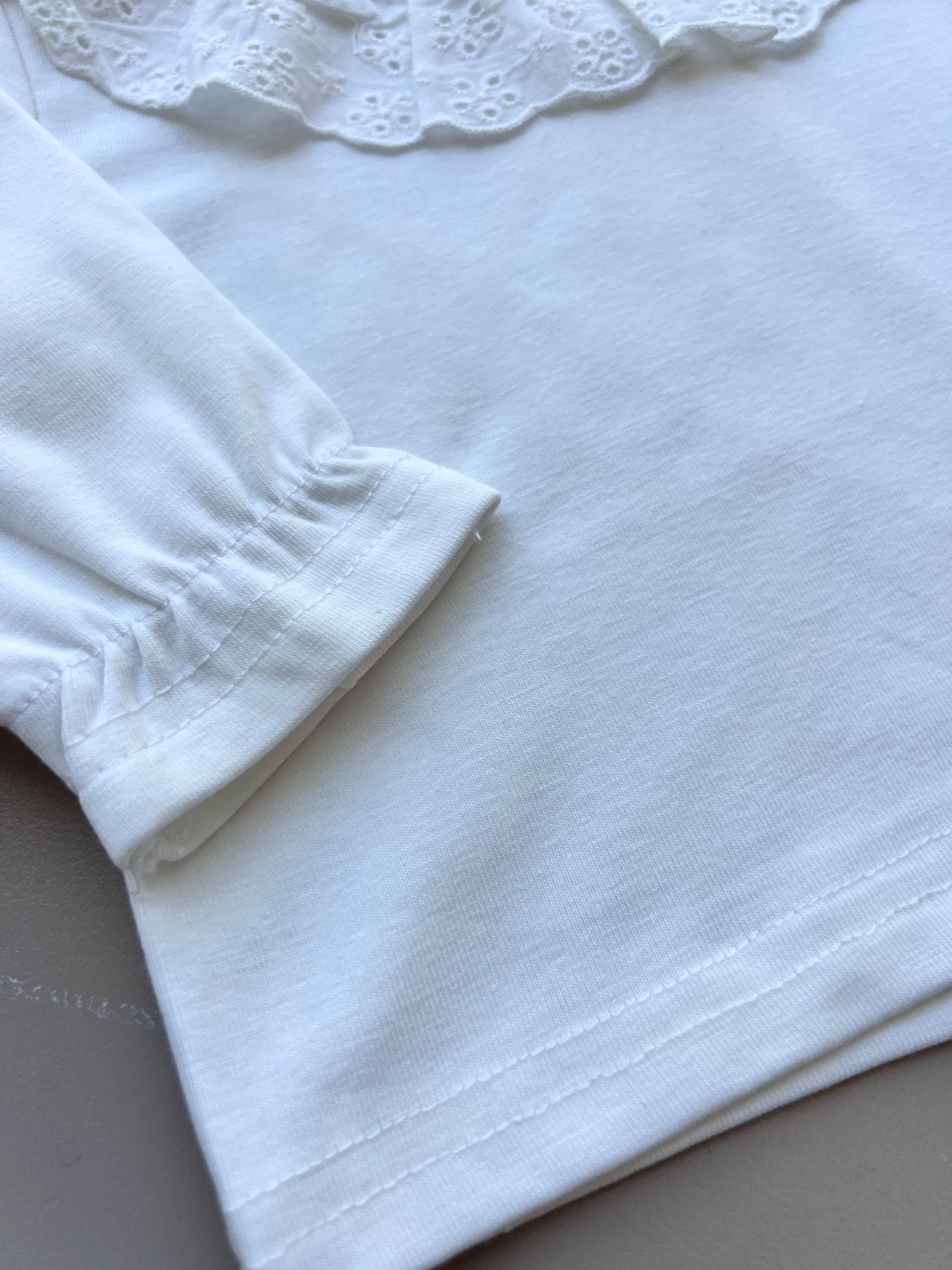 White Collar Dentelle Longsleeves Top