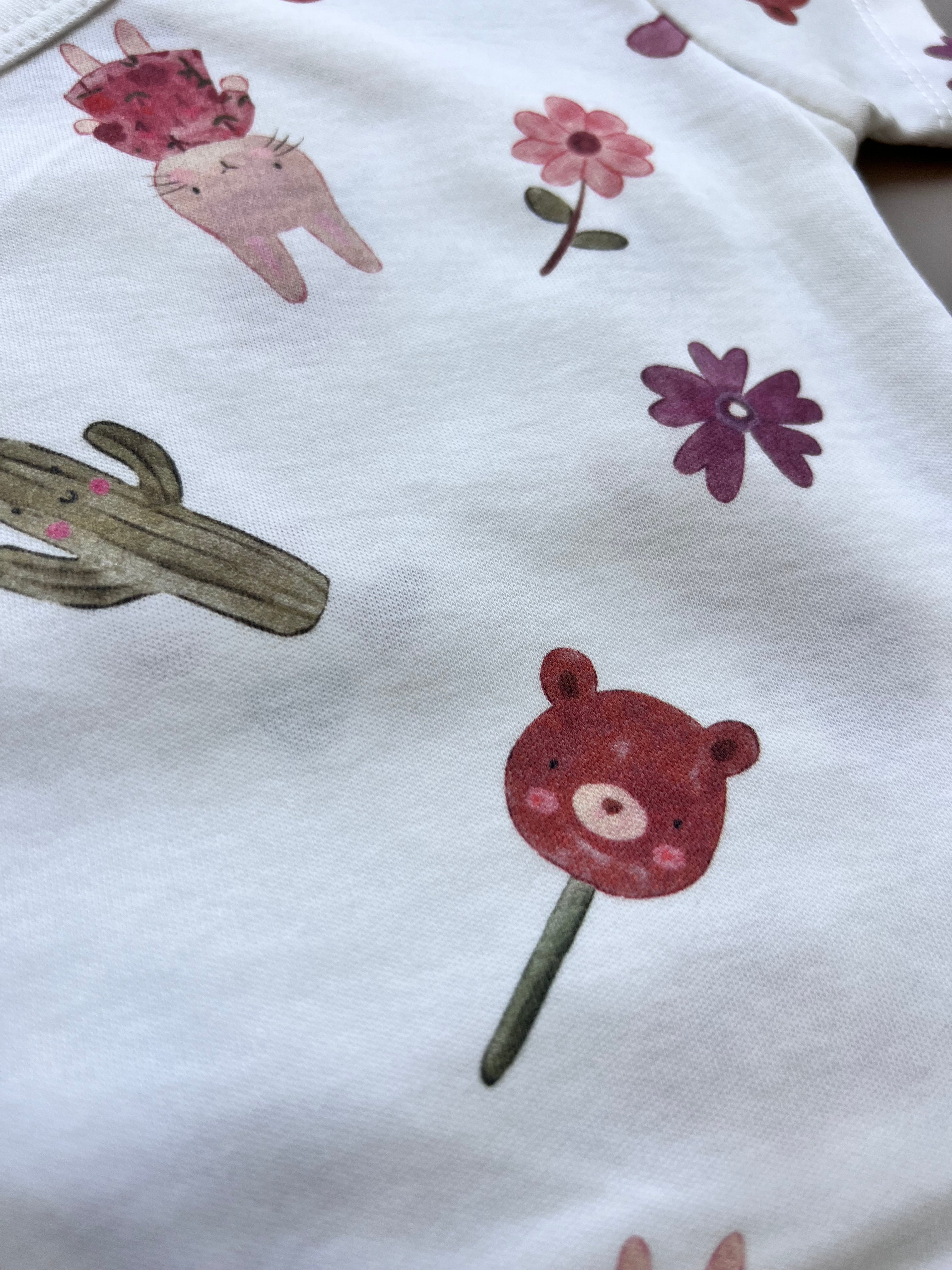 Pink & Purple GOTS™ Certified Organic Cotton Bunny Double Breasted Body 3 Pcs Set