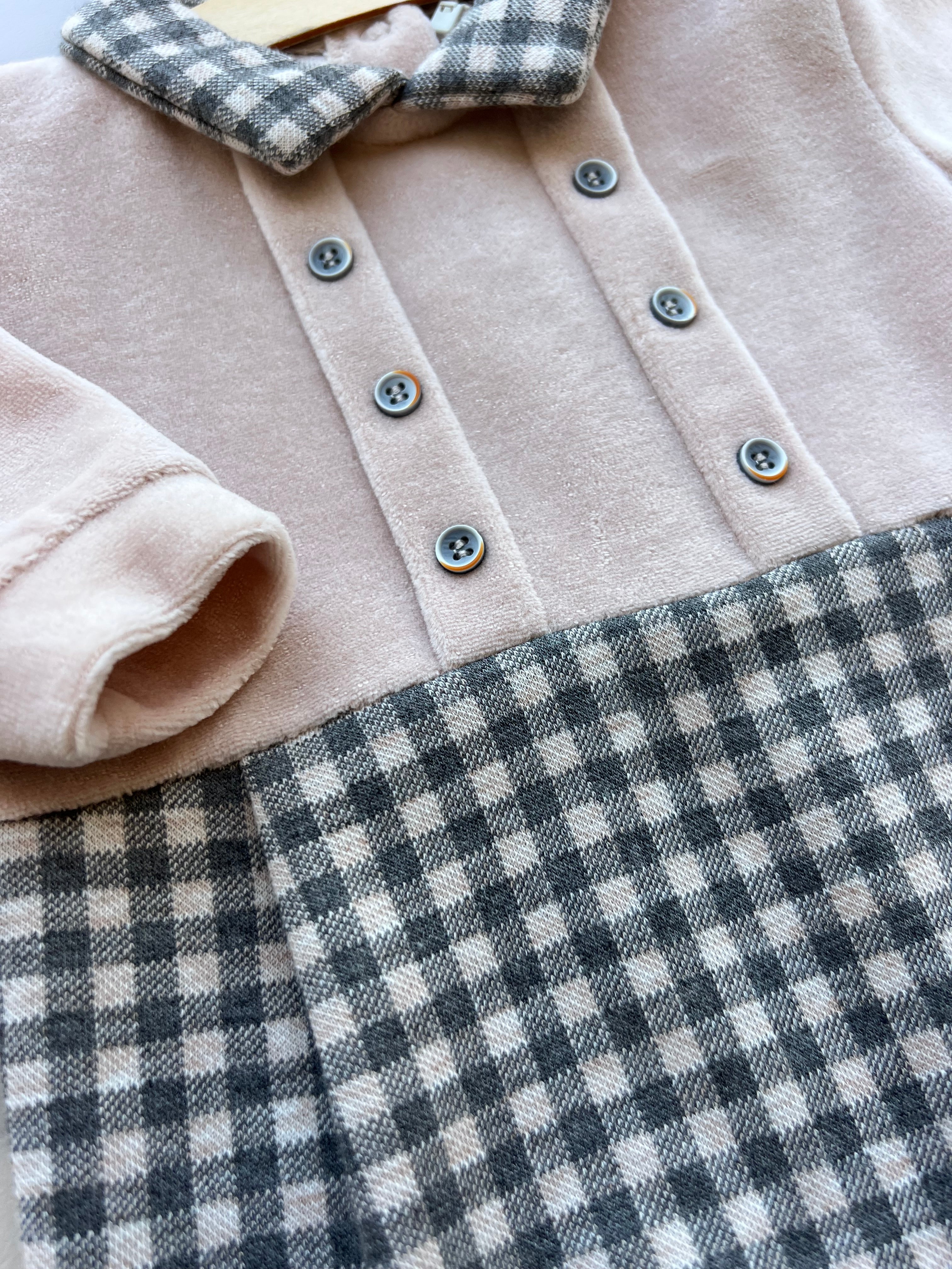 Beige Velvet and Cloth Polo Overall