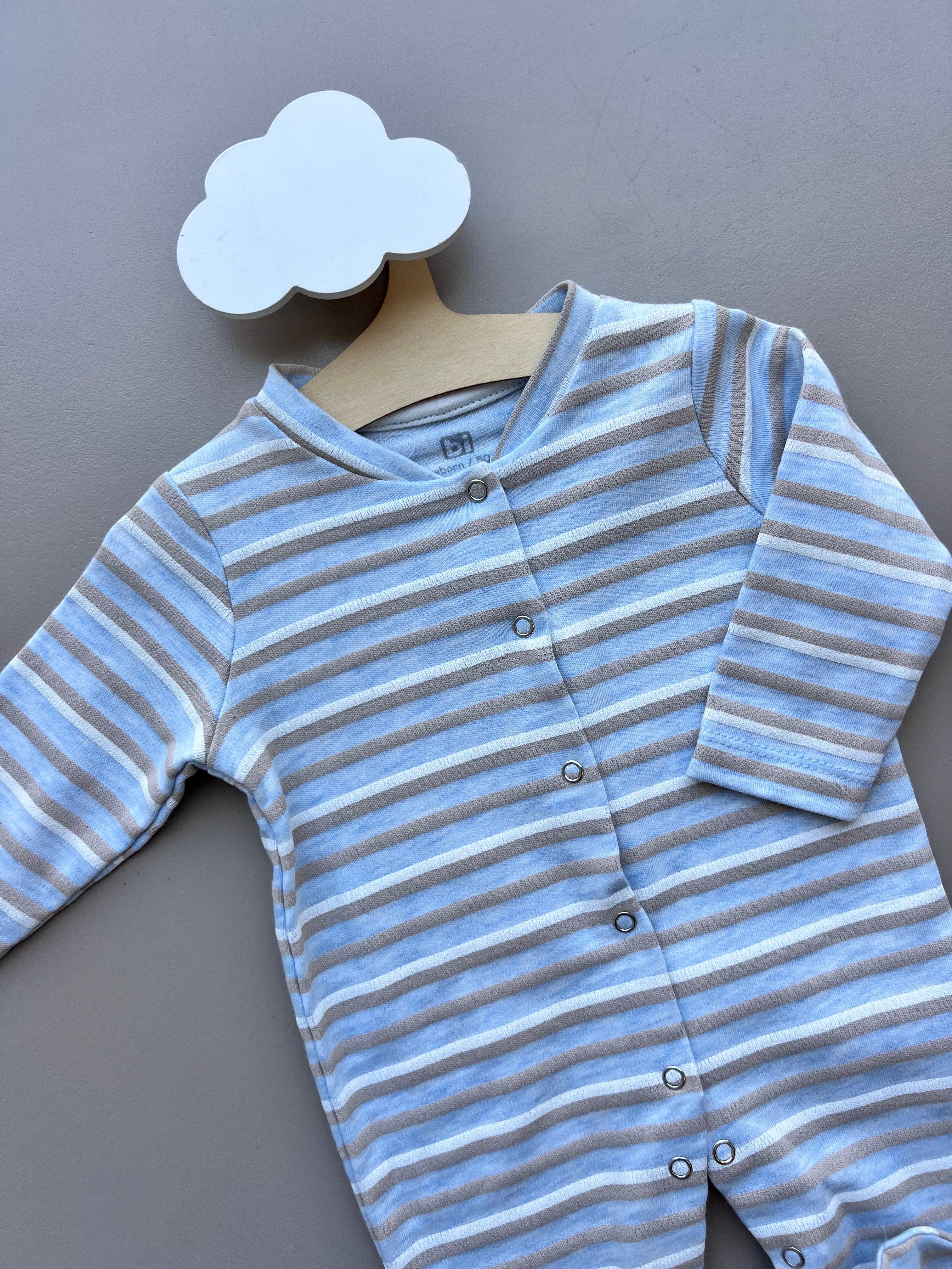 Blue And Brown Cotton Overall Stripped