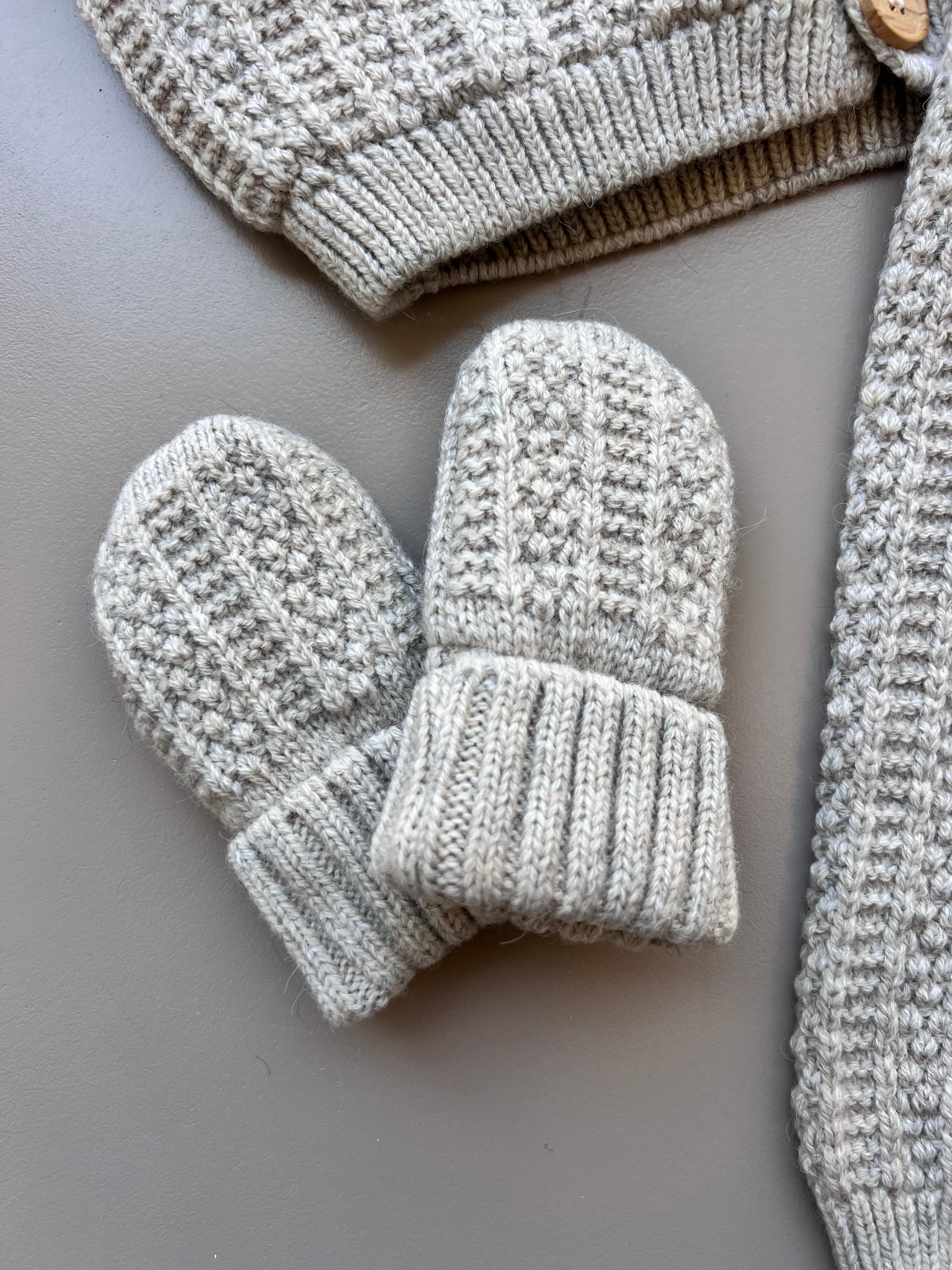 Thick Wool Fur Inside Top, Pants and Mittens 3 Pcs
