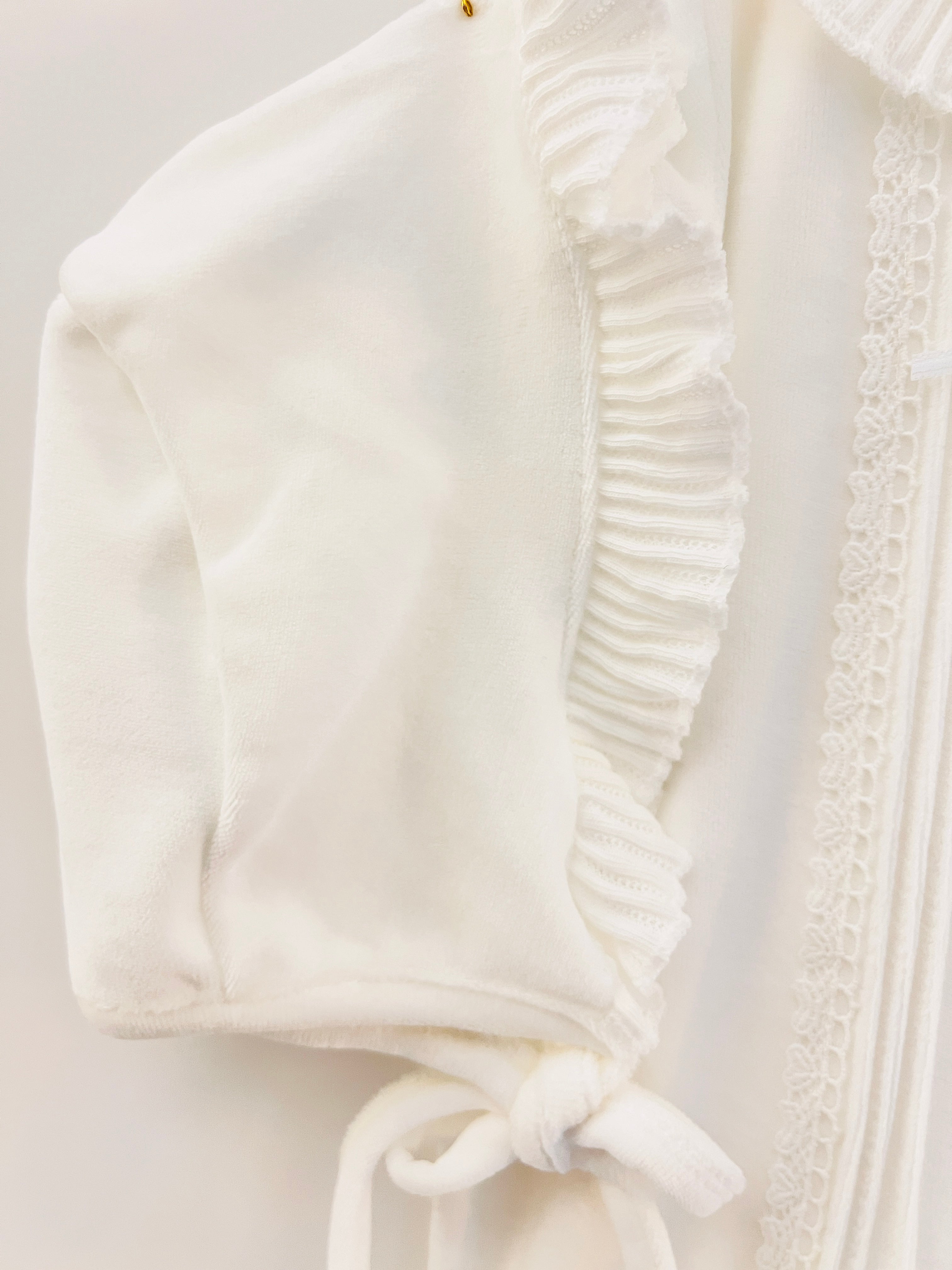 White Heart Velvet Footed Overall With Hat