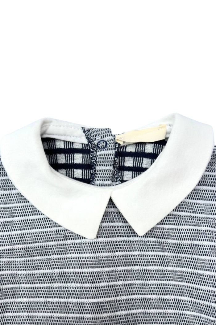 Navy & Gray Polo Velvet Footed Overall