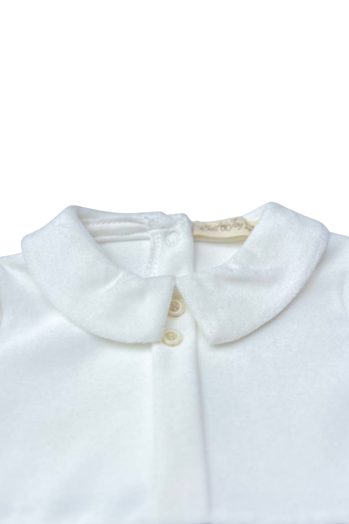 Gray & White Polo Velvet Footed Overall