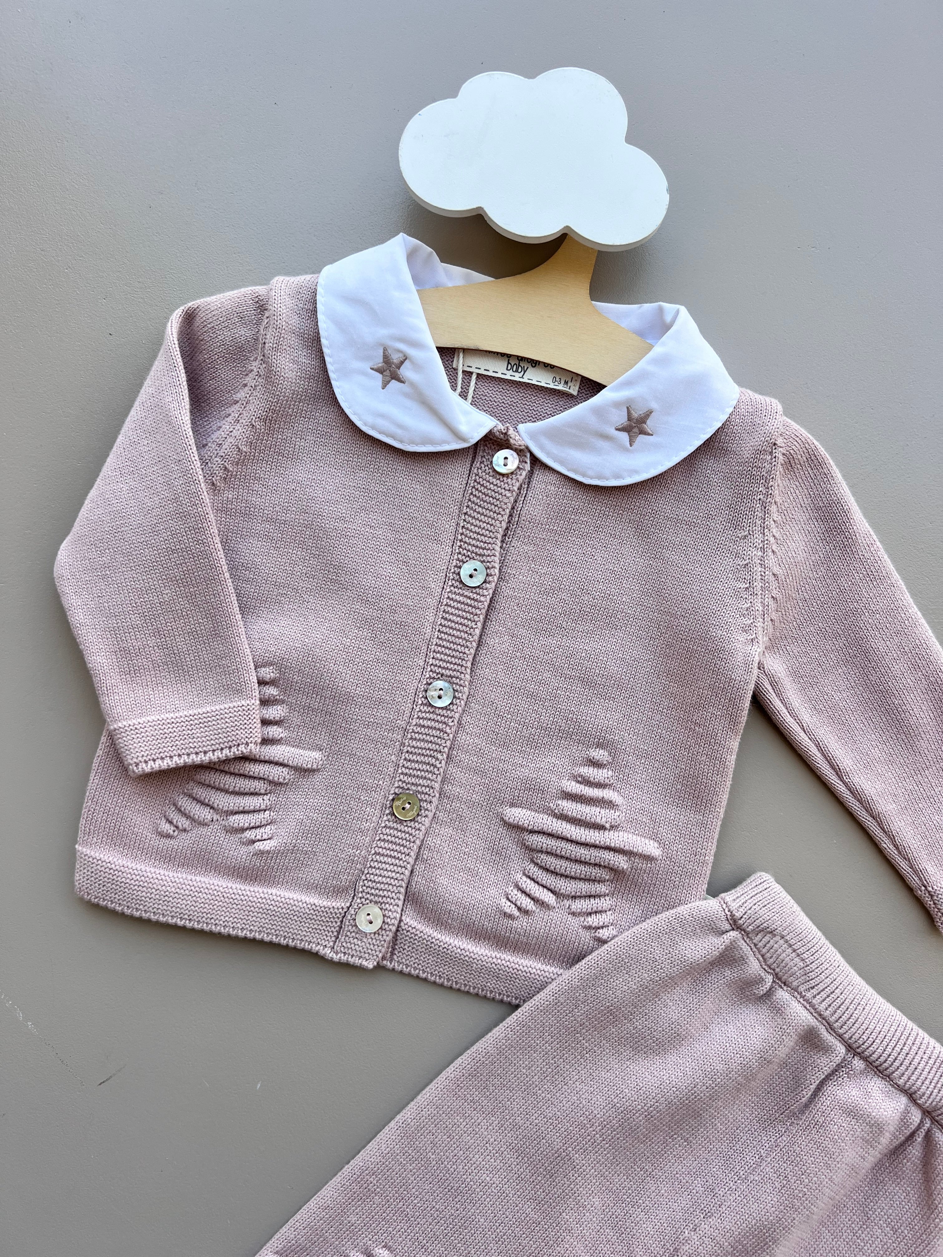 Thick Cotton Star Collar Top and Pants 2Pcs Set