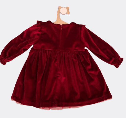 Red Velvet Dress - La Farandole Paris