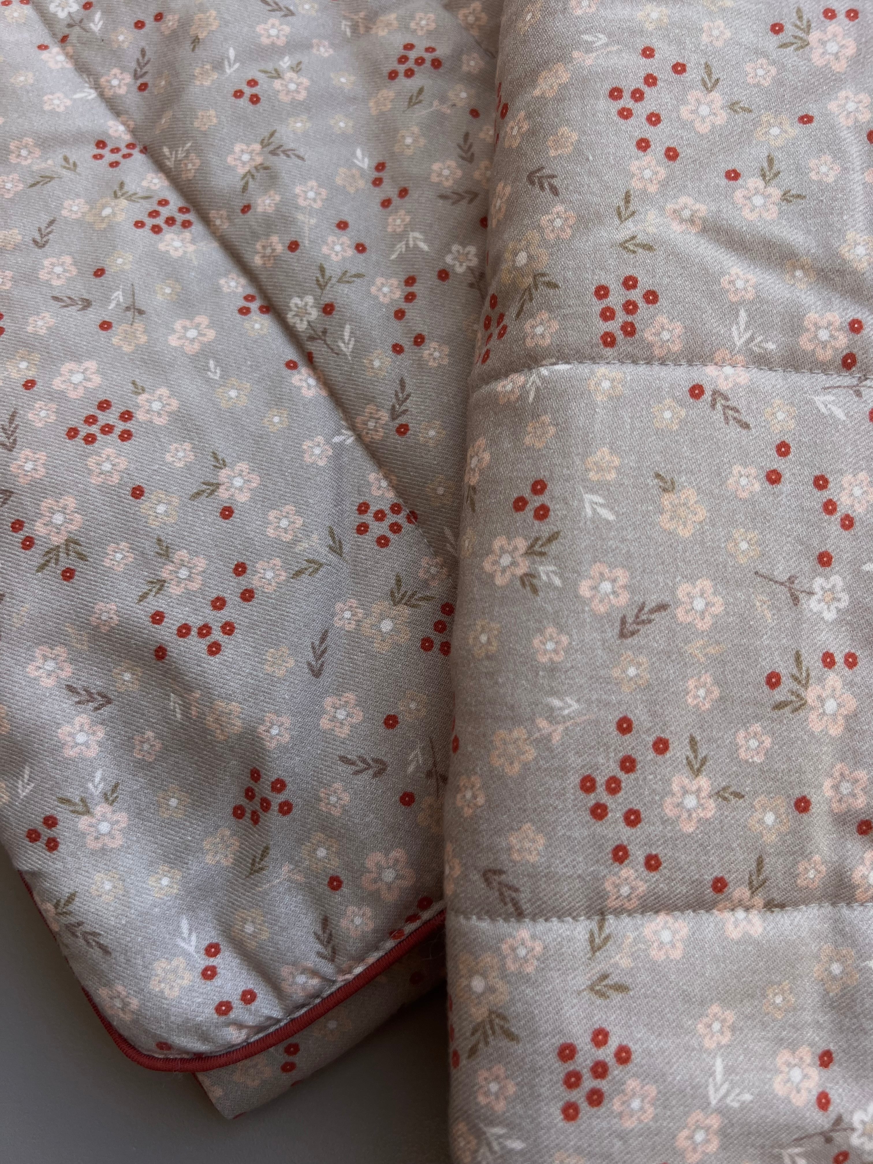 Beige And Red Cotton Quilt