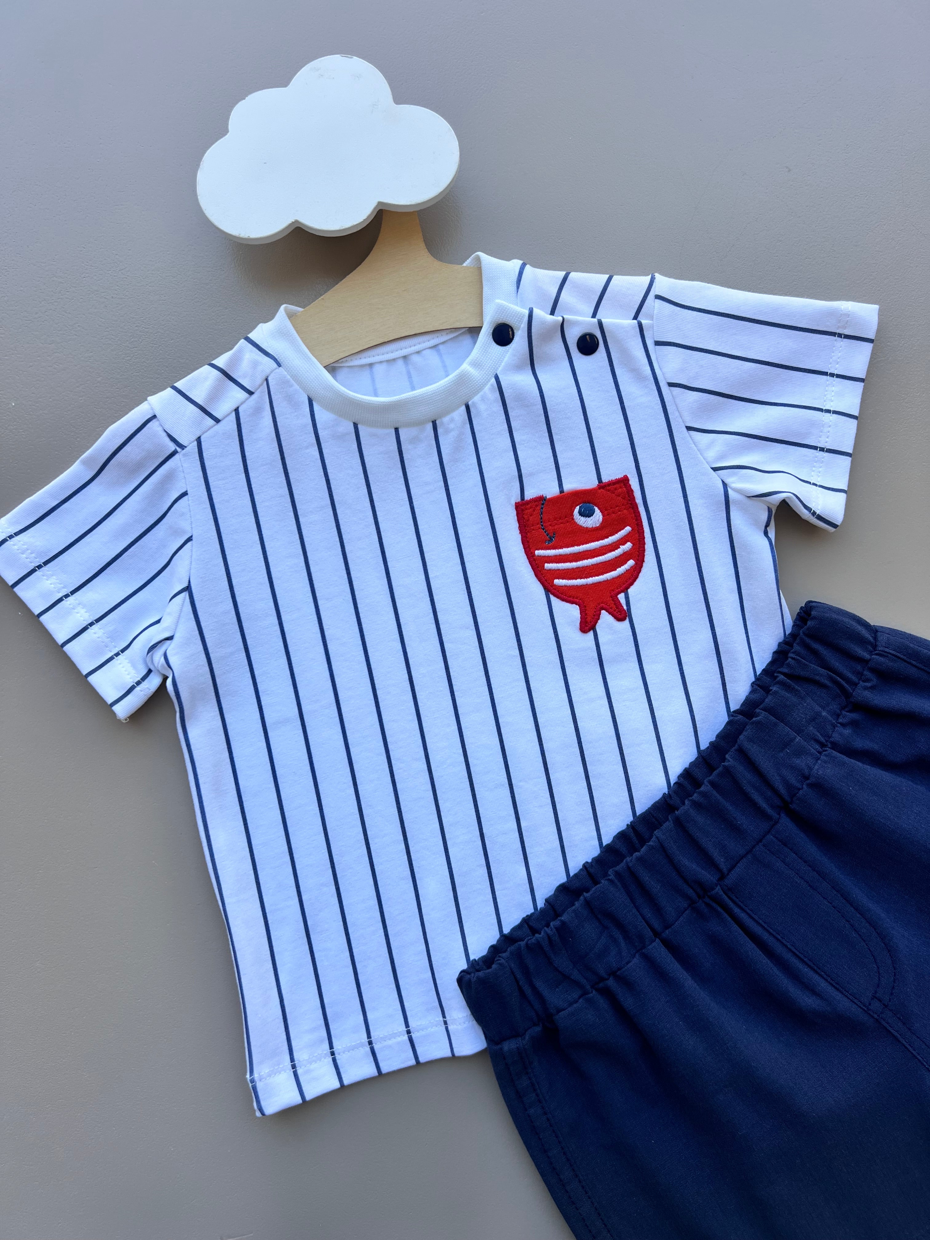 Navi & White GOTS™ Certified Organic Cotton Summer 2 Pcs Set
