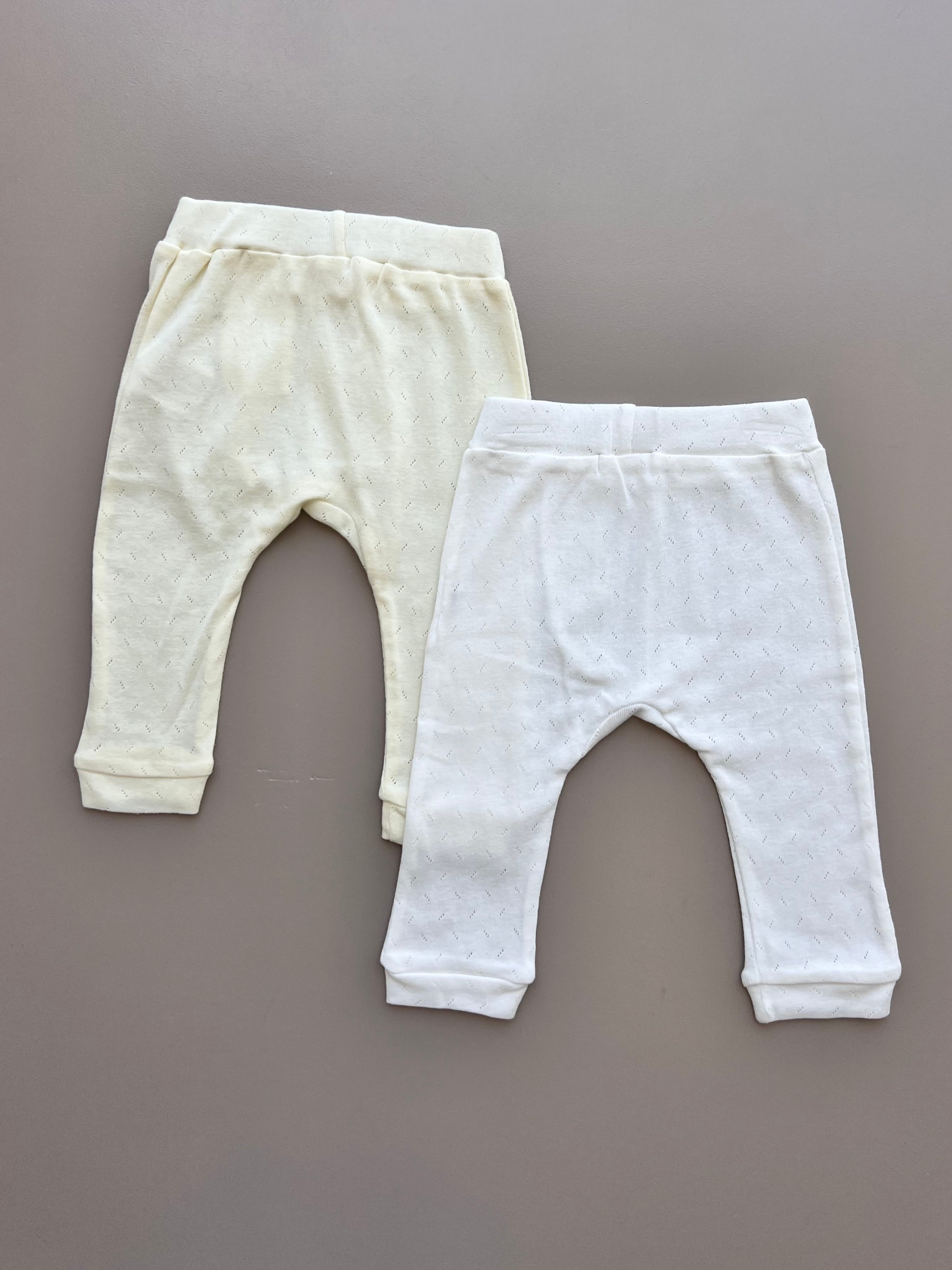 Yellow And White Organic Cotton Pant Pack Of 2 Pieces