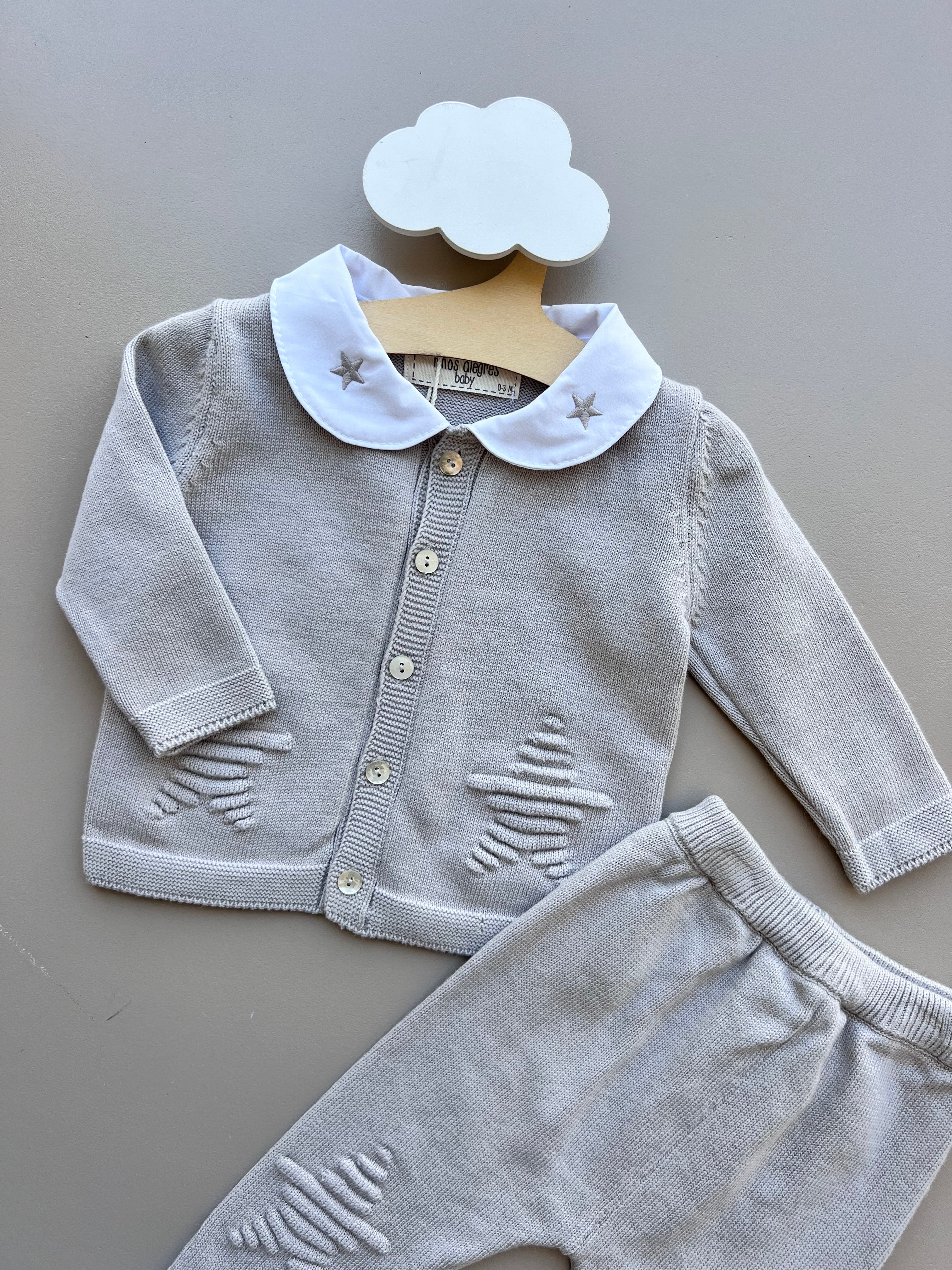 Thick Cotton Star Collar Top and Pants 2Pcs Set
