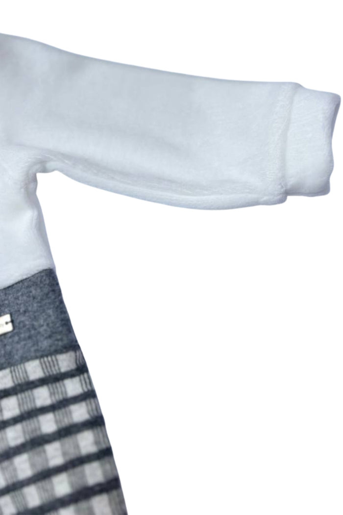 Gray & White Polo Velvet Footed Overall