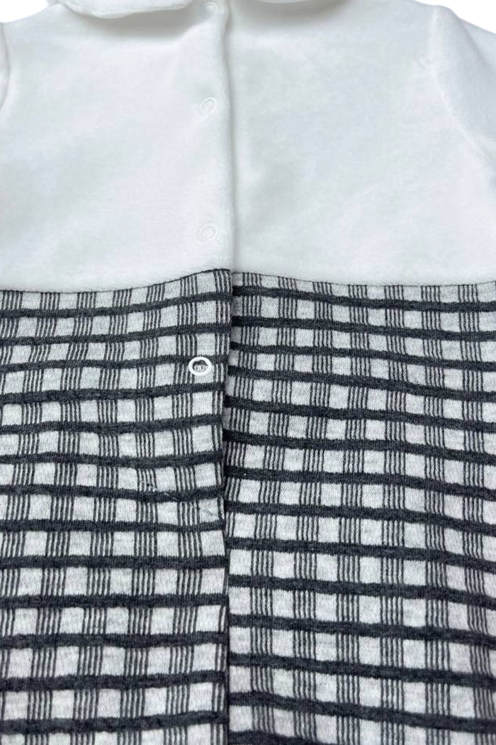 Gray & White Polo Velvet Footed Overall