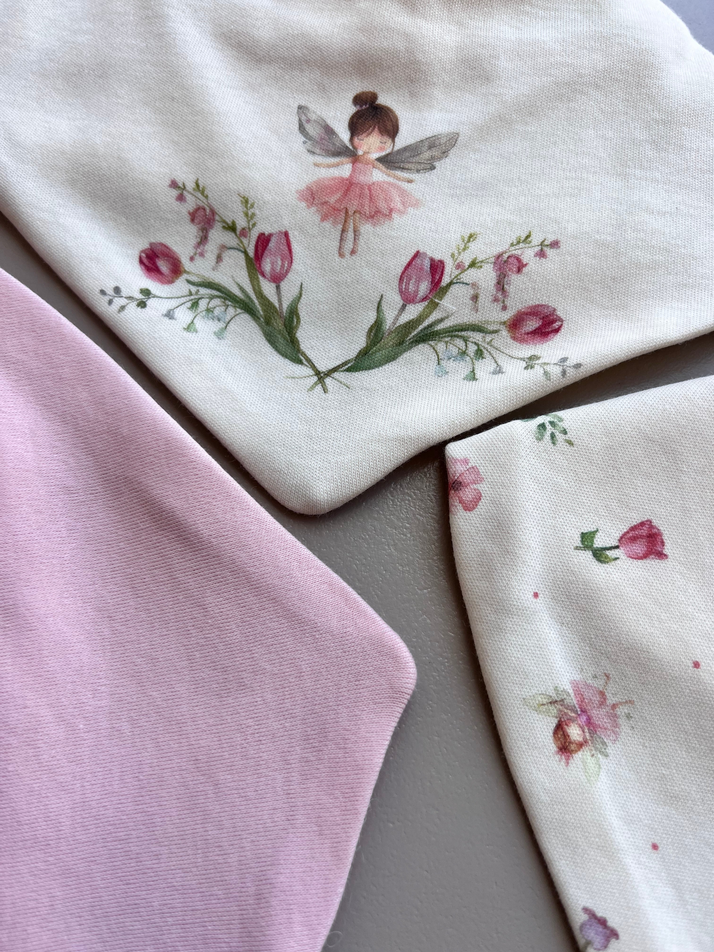 Beige & Pink GOTS™ Certified Organic Cotton Fly Bibs 3 Pcs