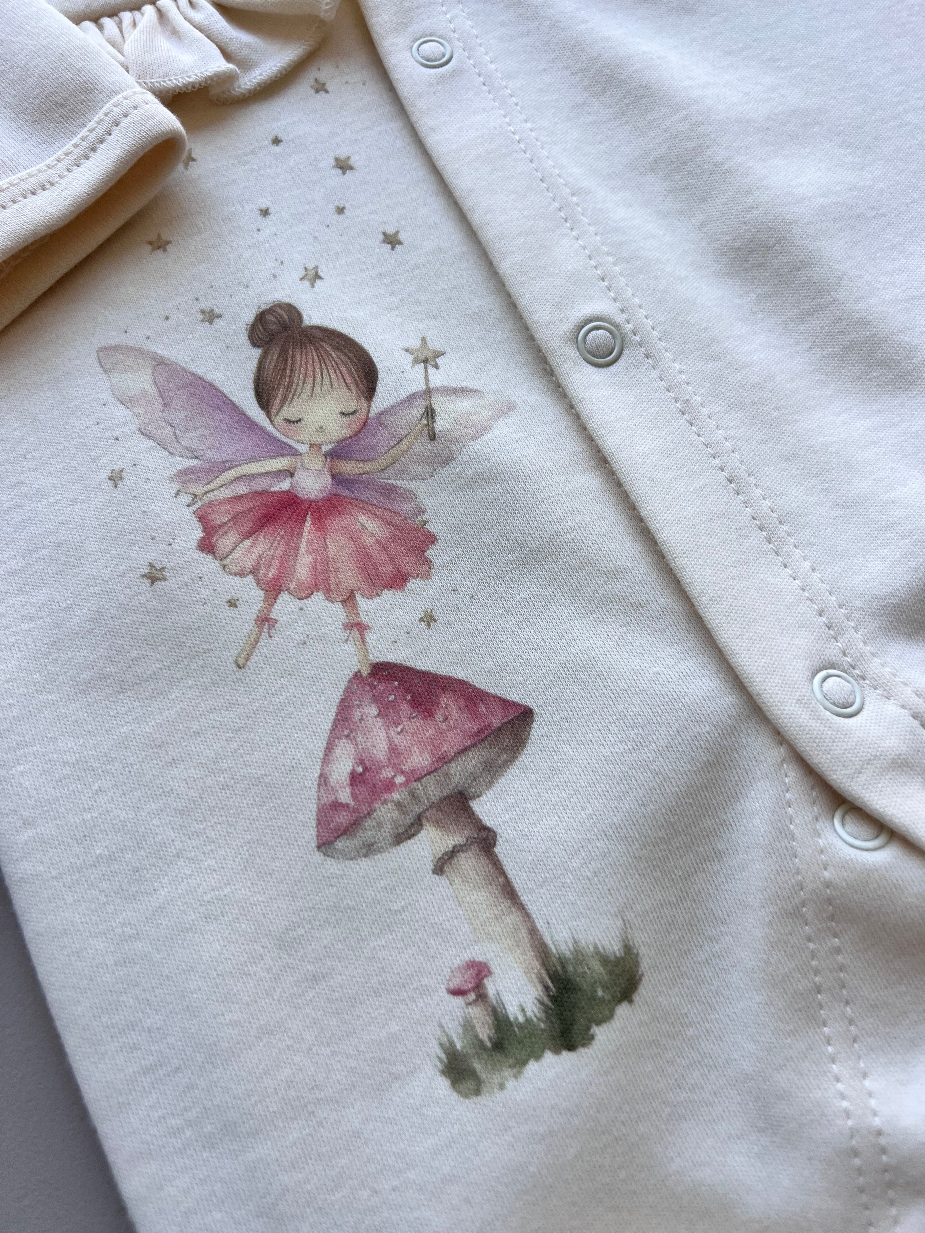 Beige & Pink GOTS™ Certified Organic Cotton Fly Overall