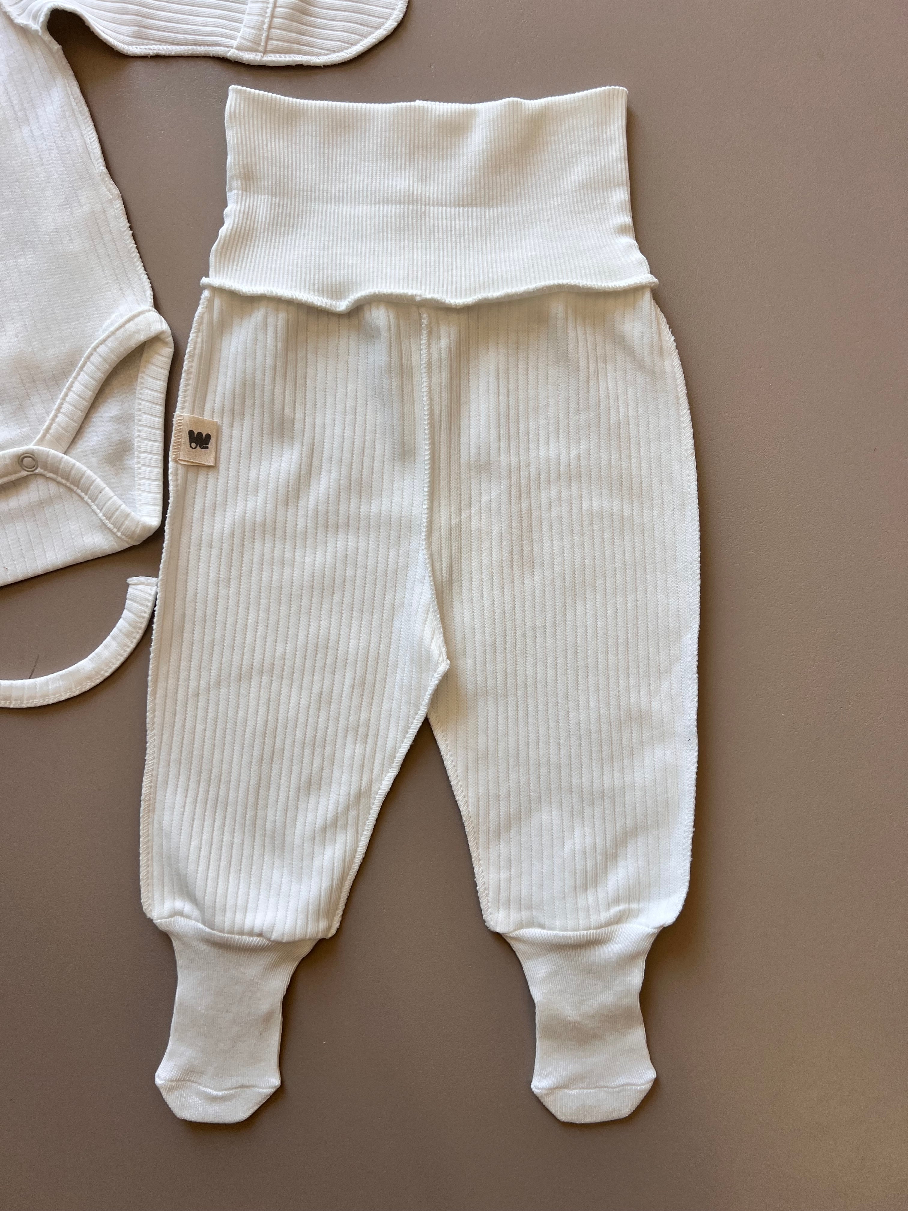 Off-White Ribbed 3 Pcs Basic Set