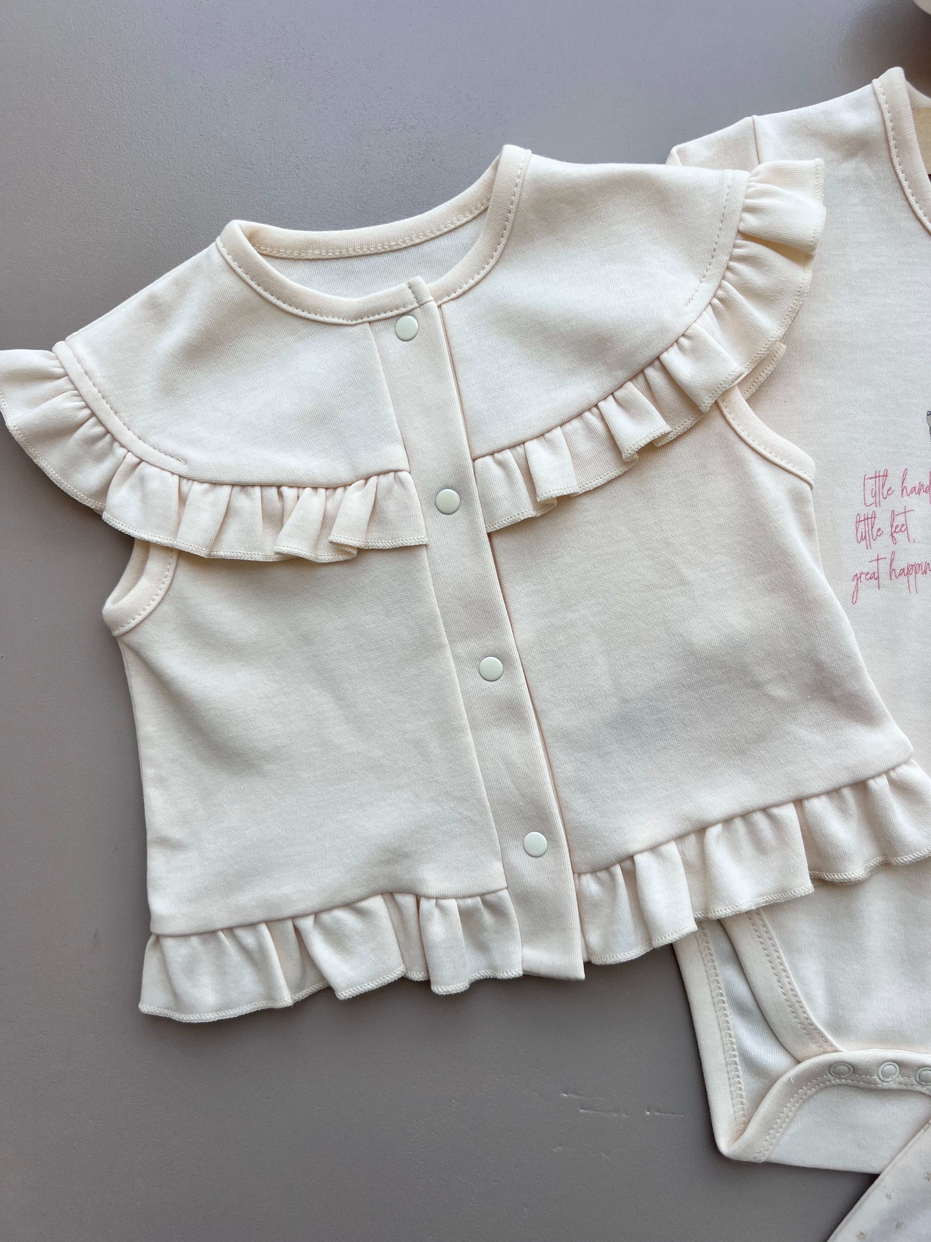 Beige & Pink GOTS™ Certified Organic Cotton Fly 3 Pcs Set
