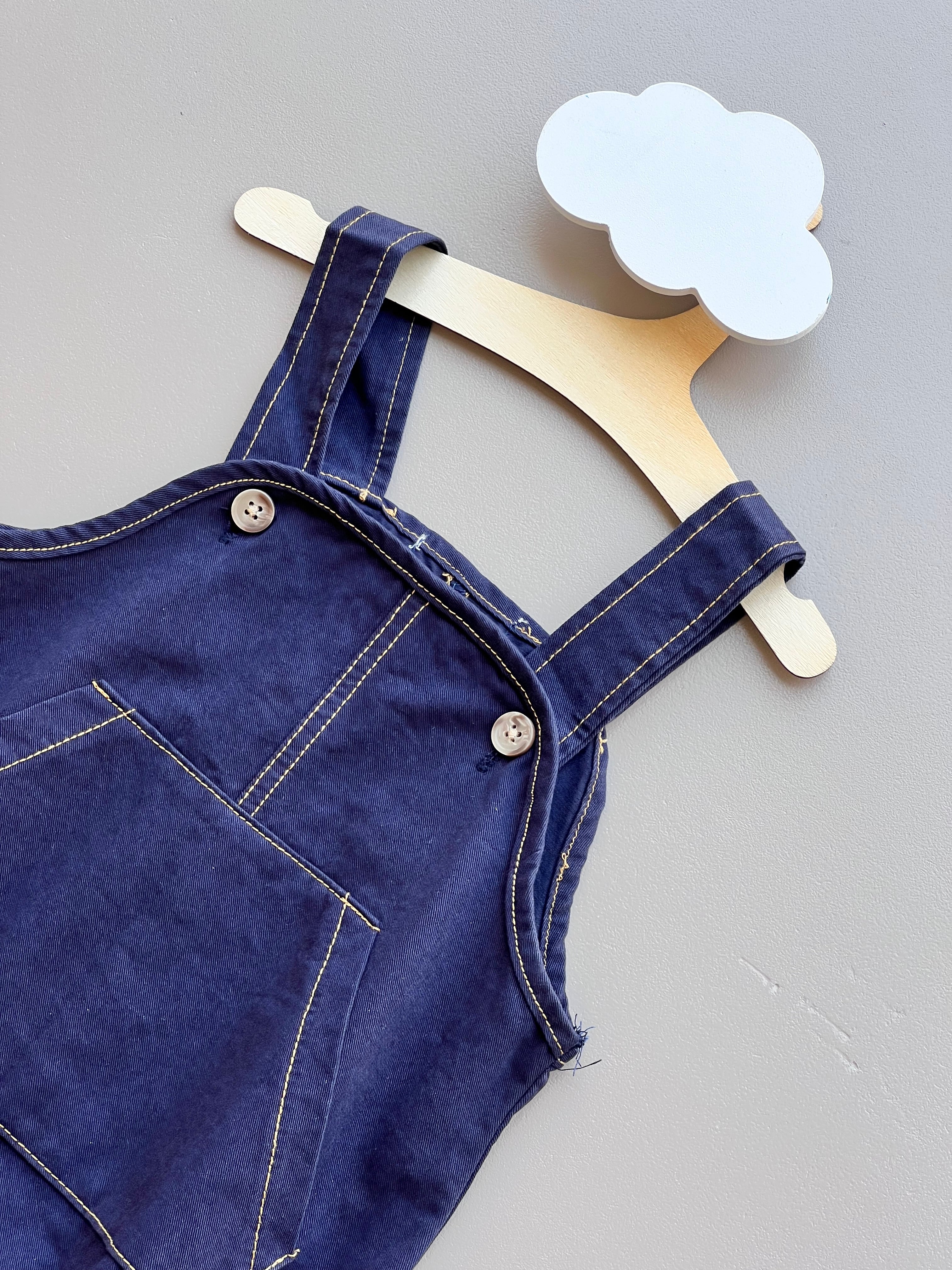Navy Contrast Jeans Romper