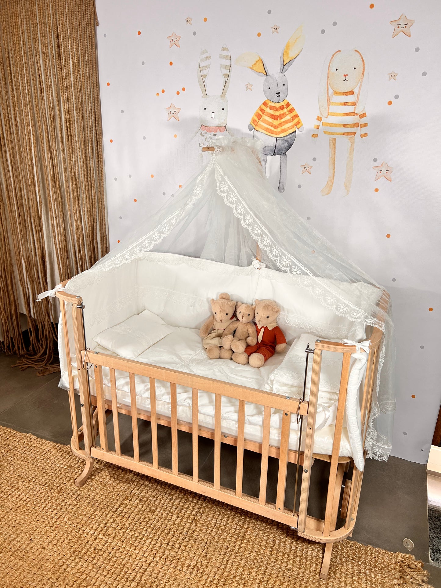 3 in 1 Lapino Natural Wood Crib