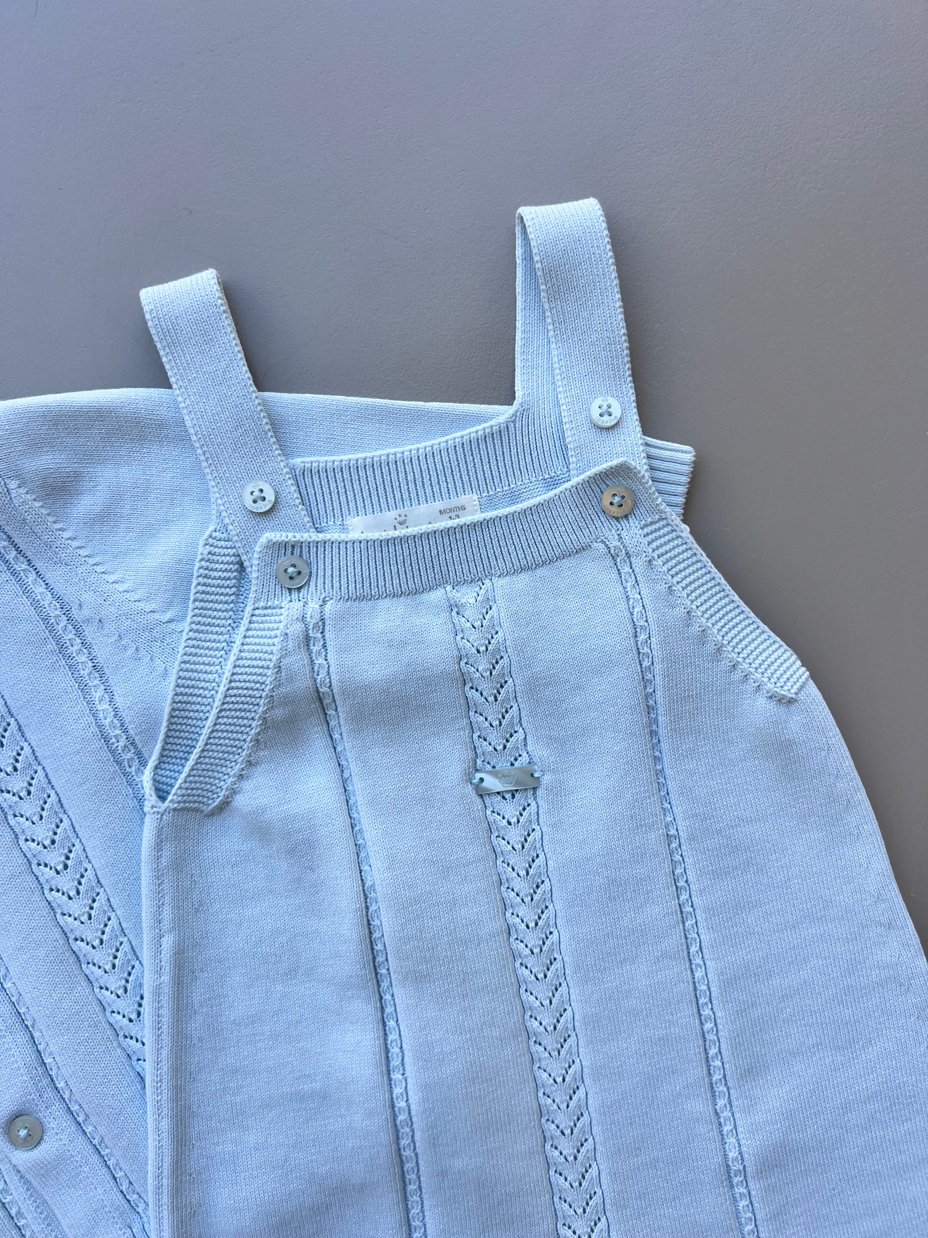 Blue Organic Cotton 3 Pcs Set Salopettes