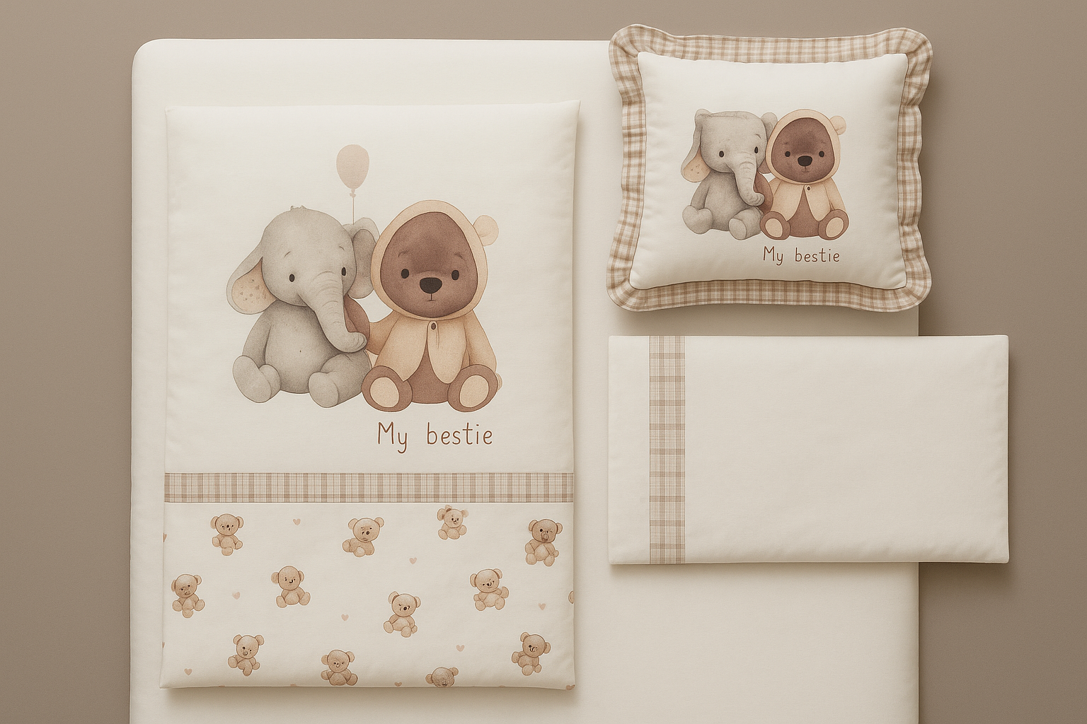 Zen Elephant Beige Duvet Cover 3 Pcs Set