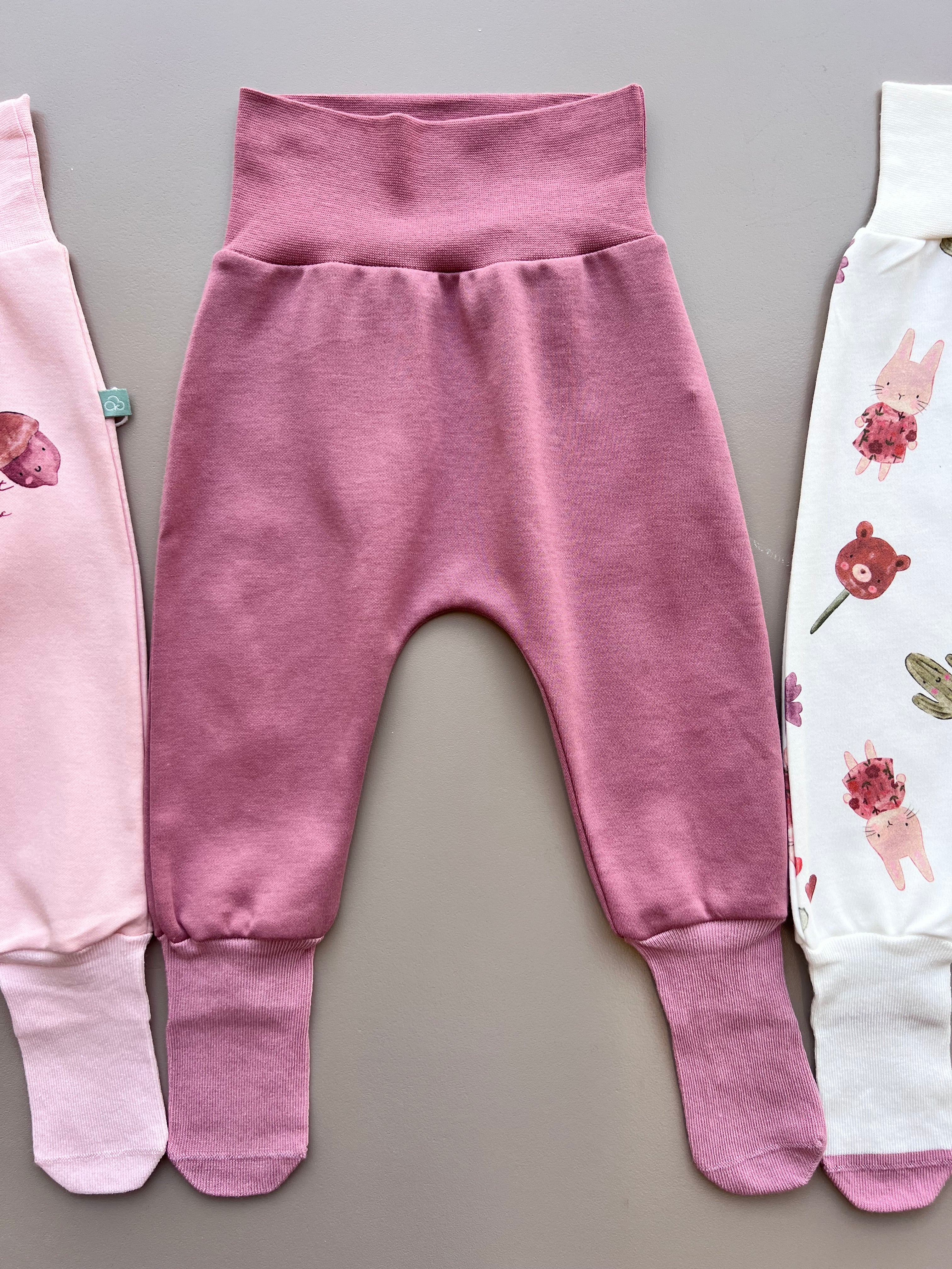Pink & Purple GOTS™ Certified Organic Cotton Bunny Footed Pants 3 Pcs Set
