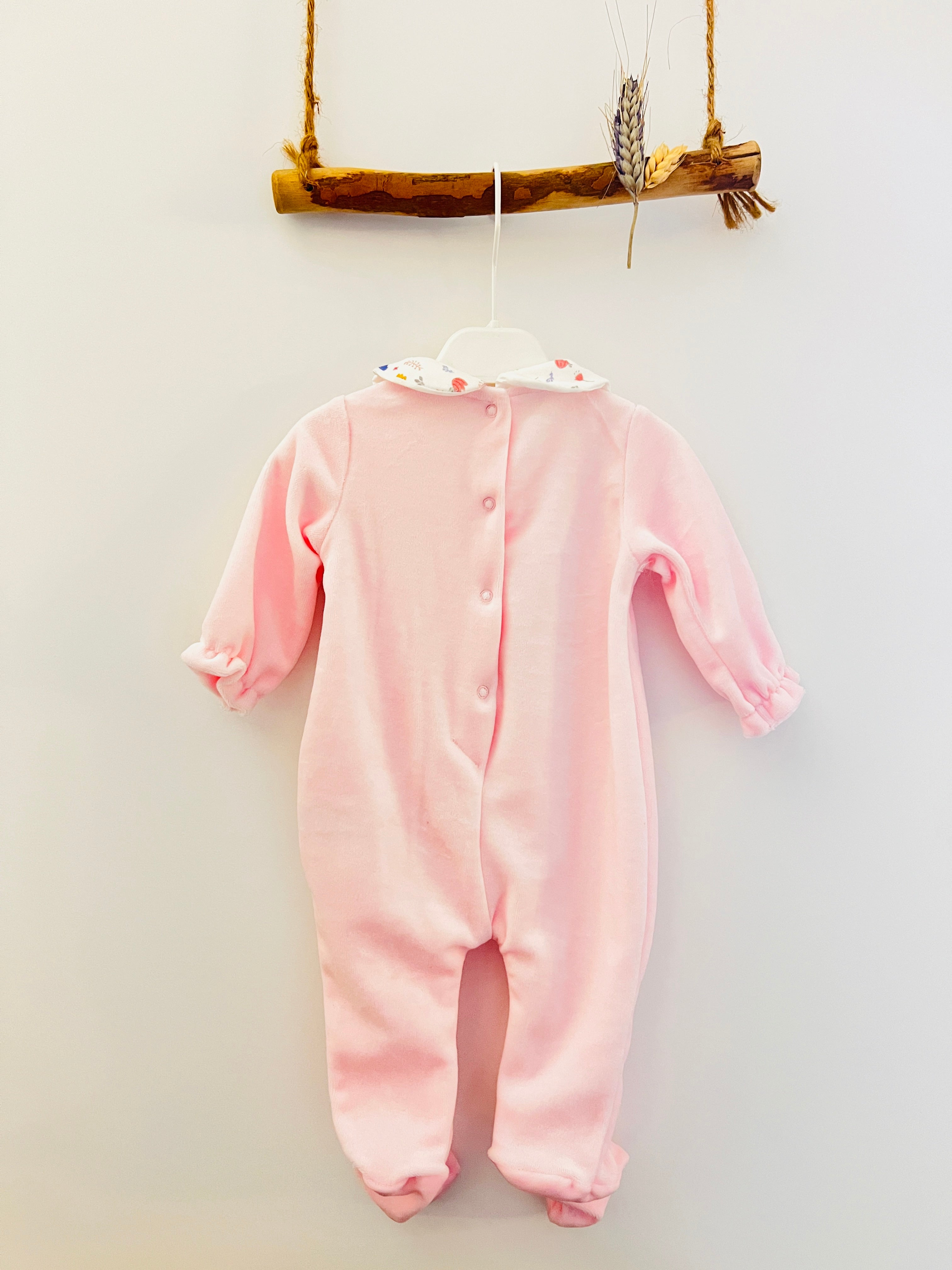 Flower Velvet Footed Overall