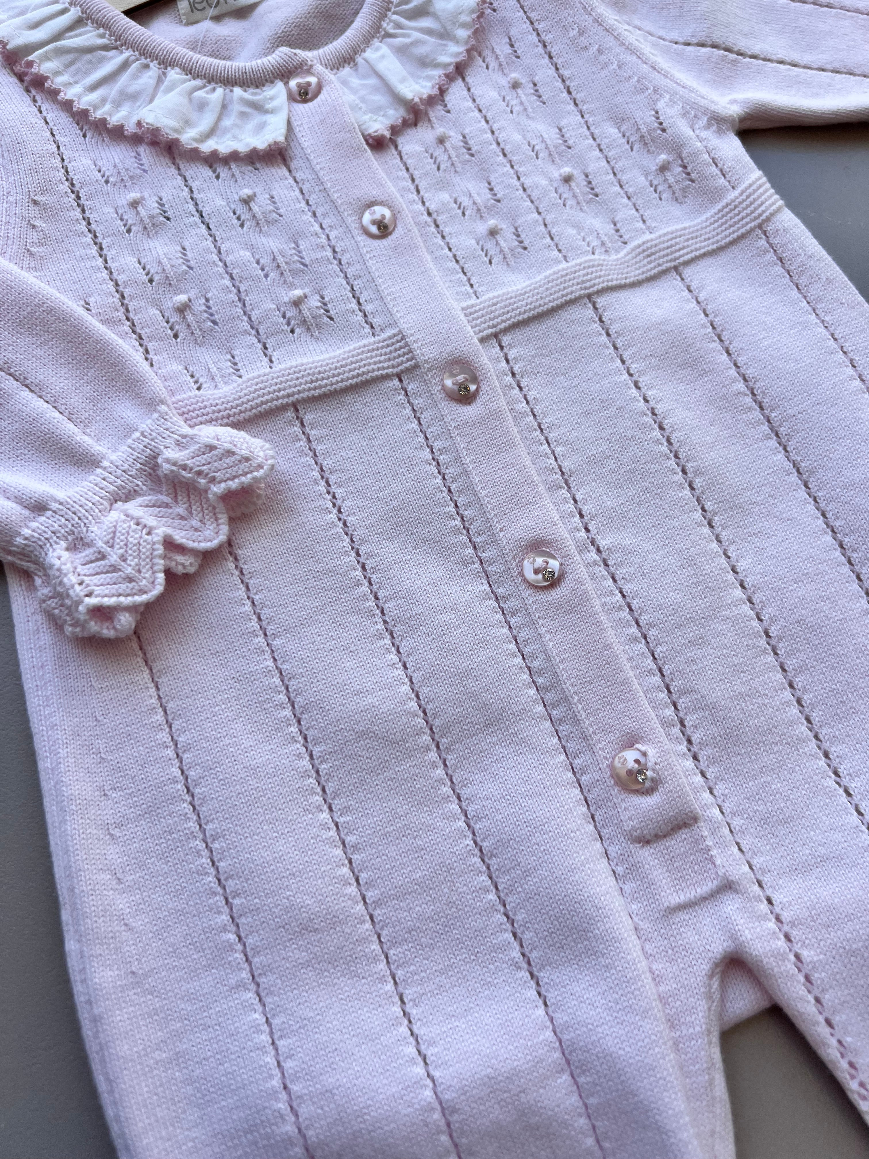 Light Pink Ruffles Organic Cotton Footed Overall