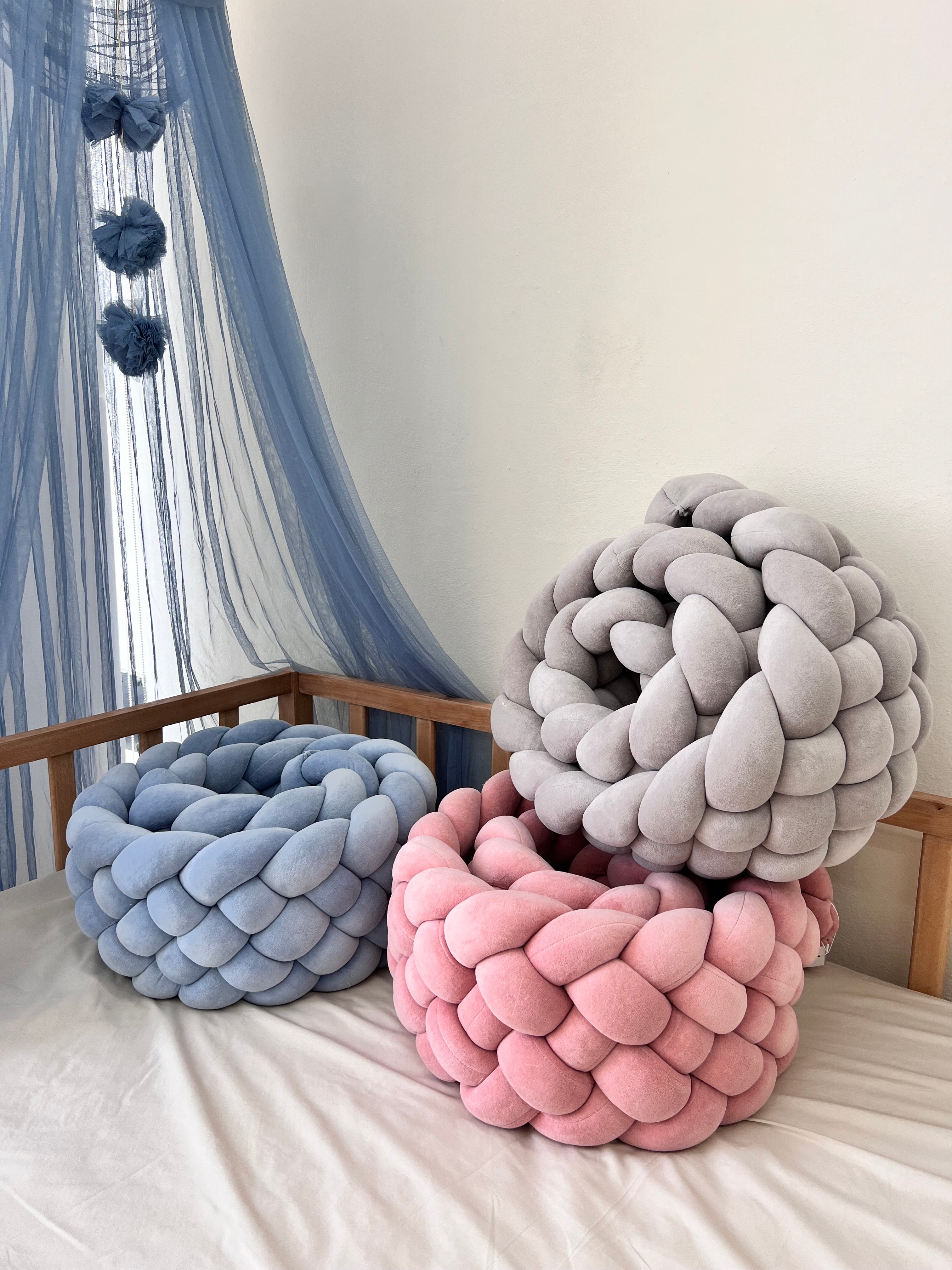 6-Ropes Fluffy Braided Bumper 230cm With Pillow & Matress Cover