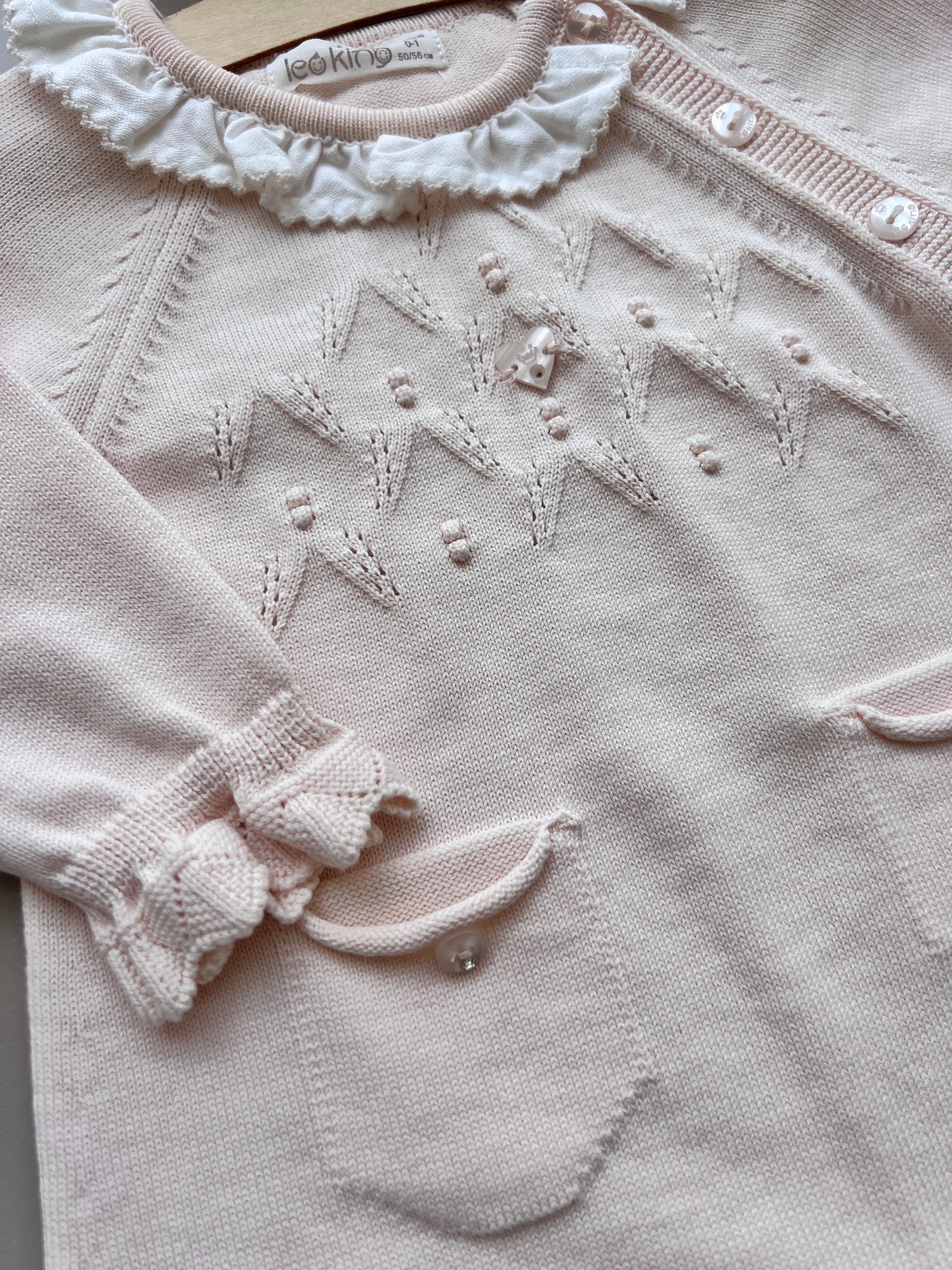 Salmon ruffles Organic Cotton 2 Pcs Overall With Hat