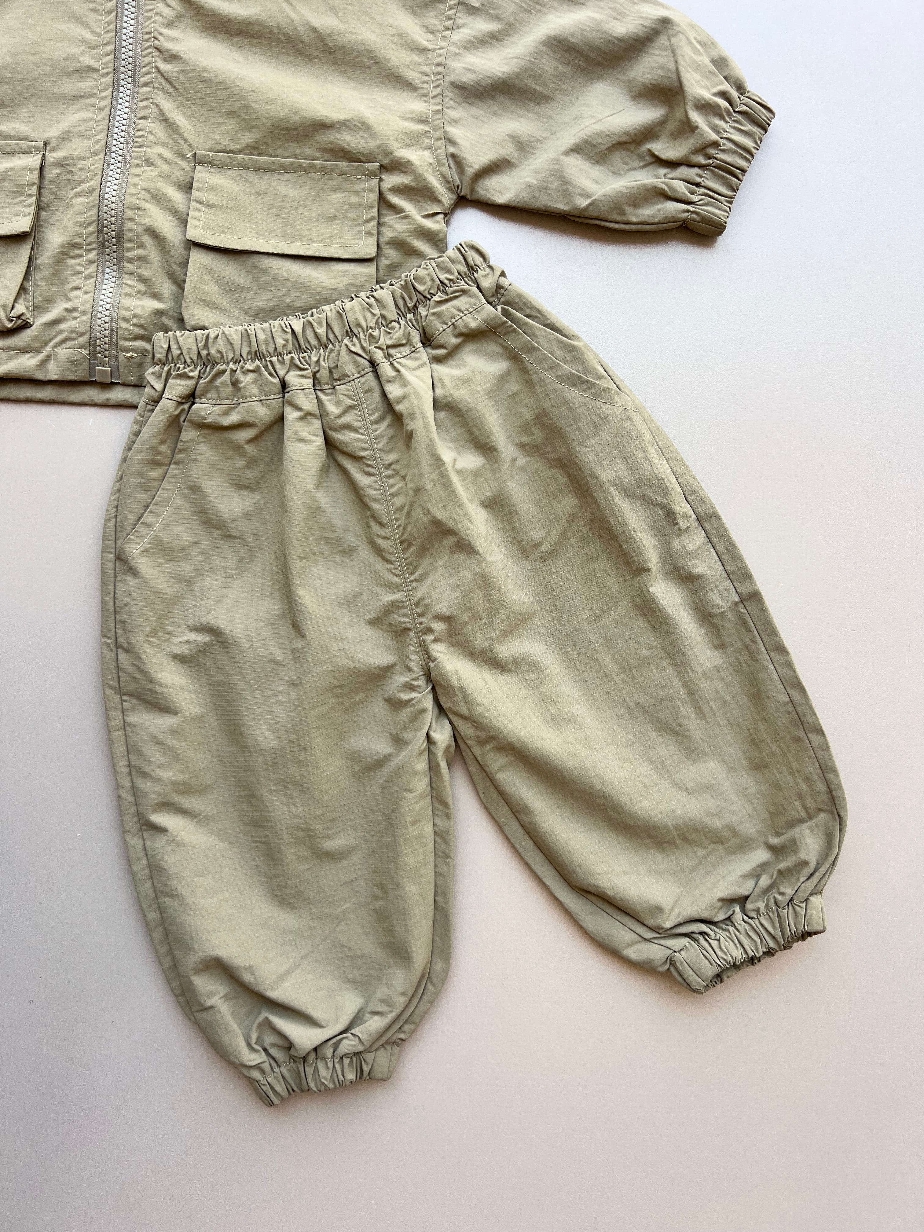 Khaki Jacket and Pants 2Pcs Set
