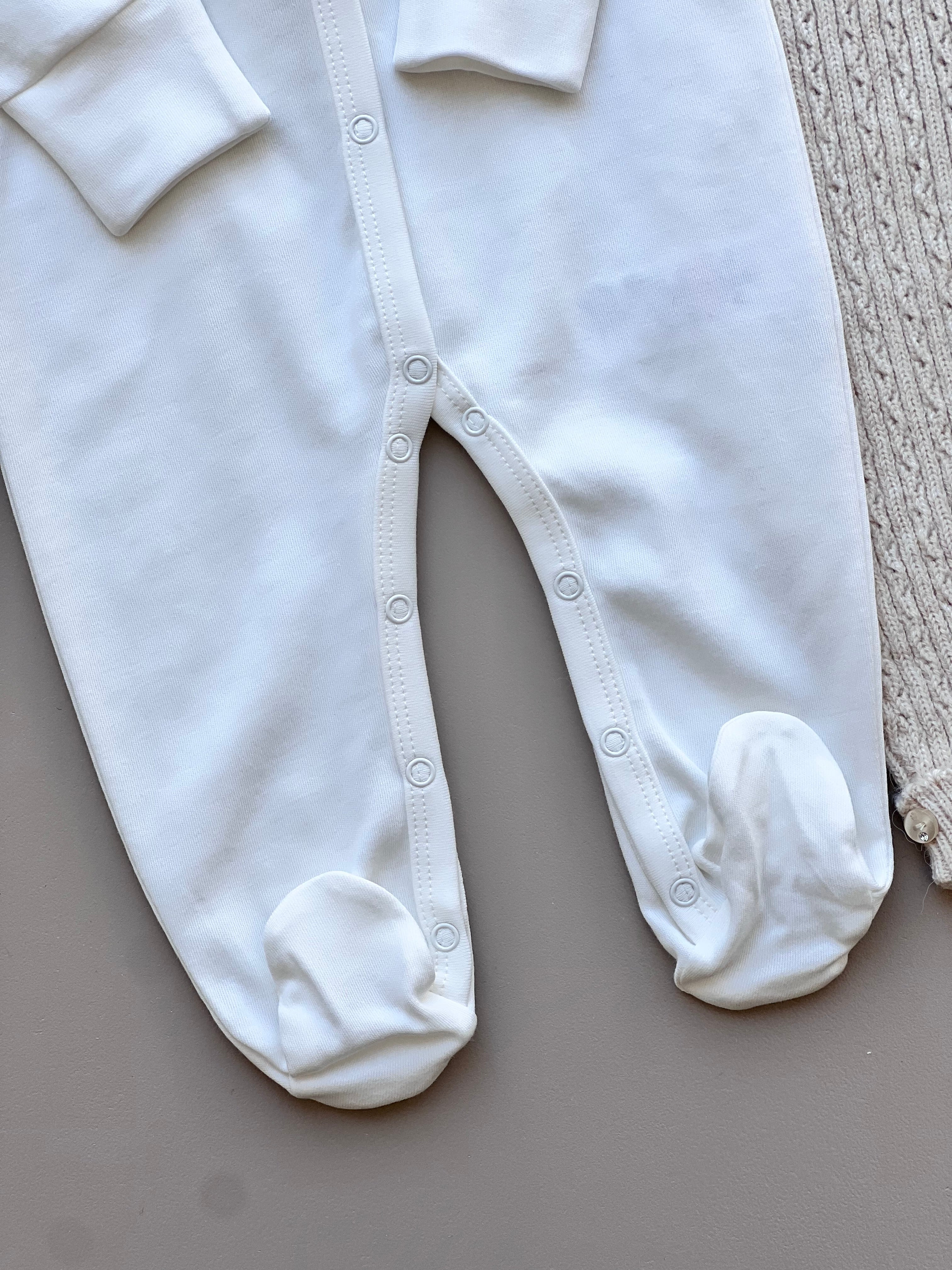 Beige Merino Wool Ruffles Hospital Set 5 Pcs